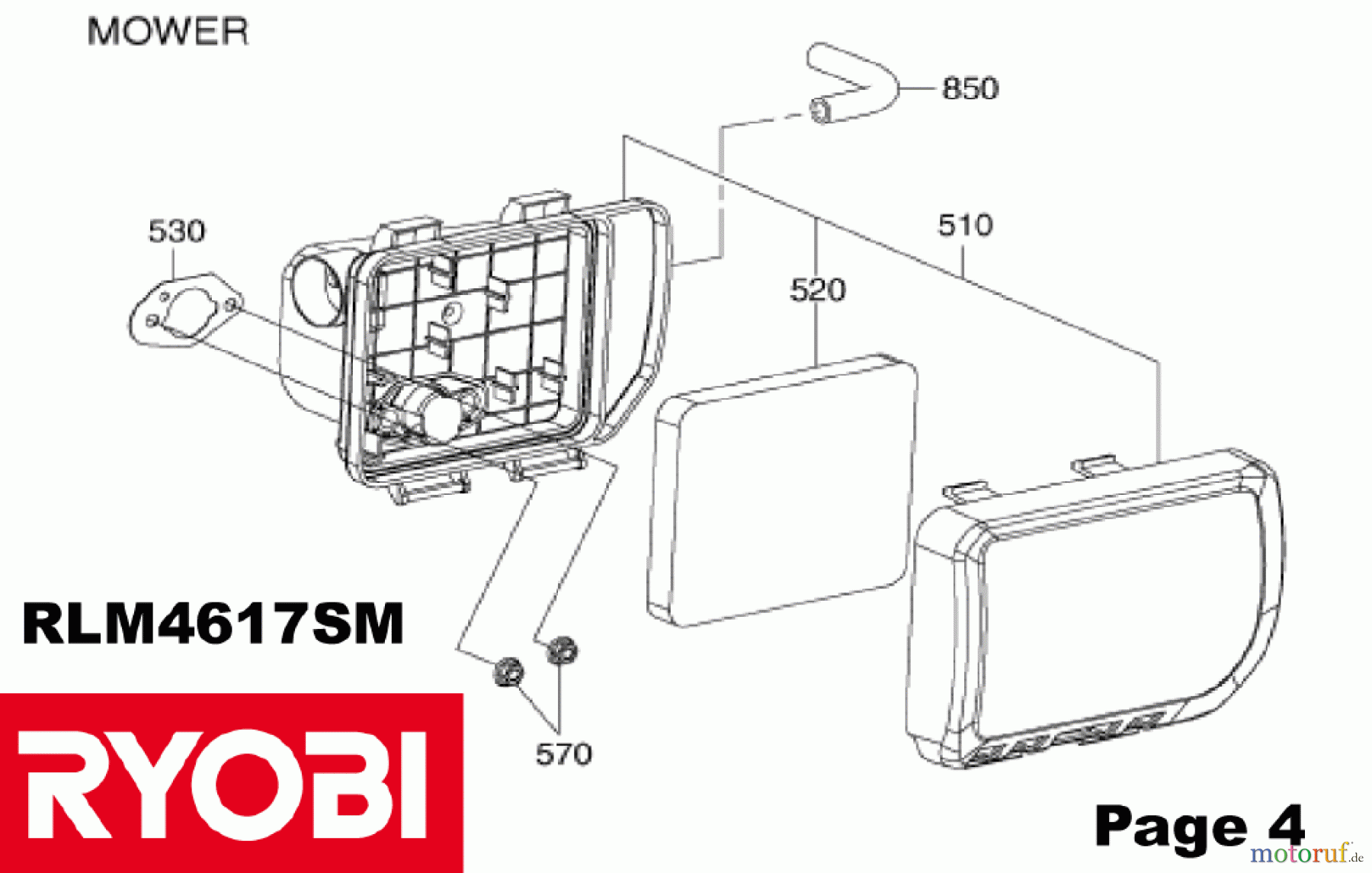  Ryobi Rasenmäher Benzin RLM4617SM Filter