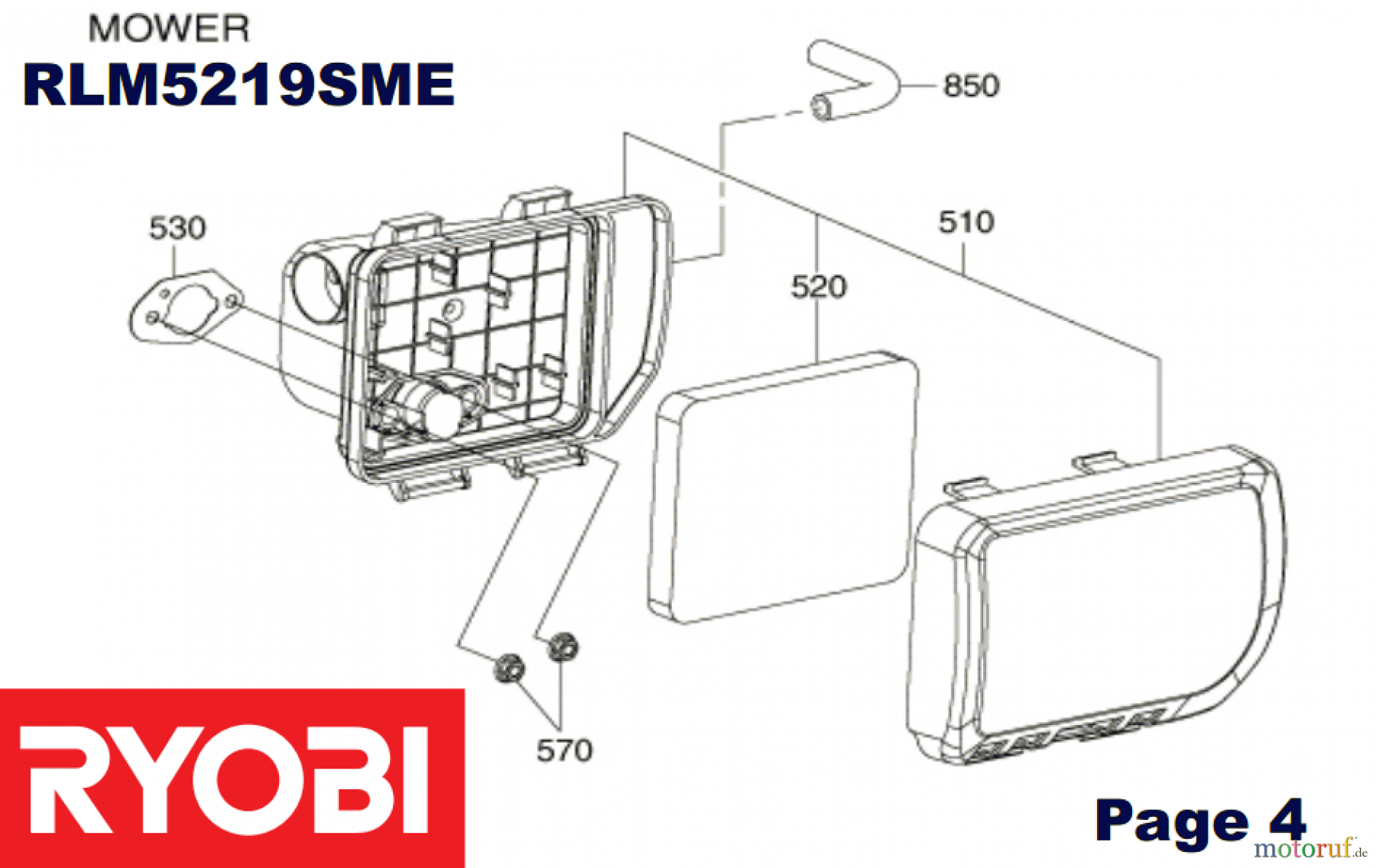  Ryobi Rasenmäher Benzin RLM5219SME Luftfilter