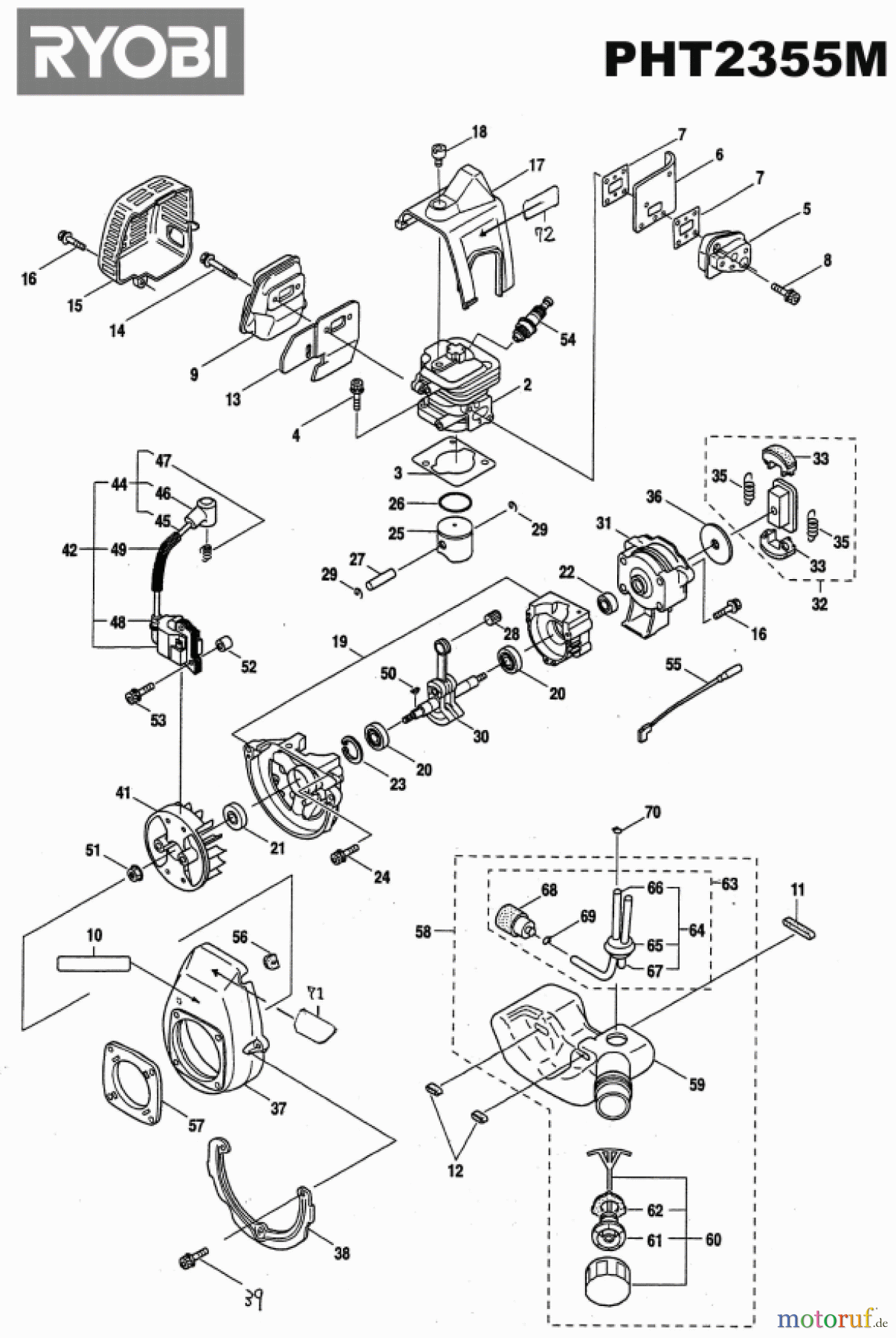  Ryobi Heckenscheren Elektro PHT2355M Motor Teil 1