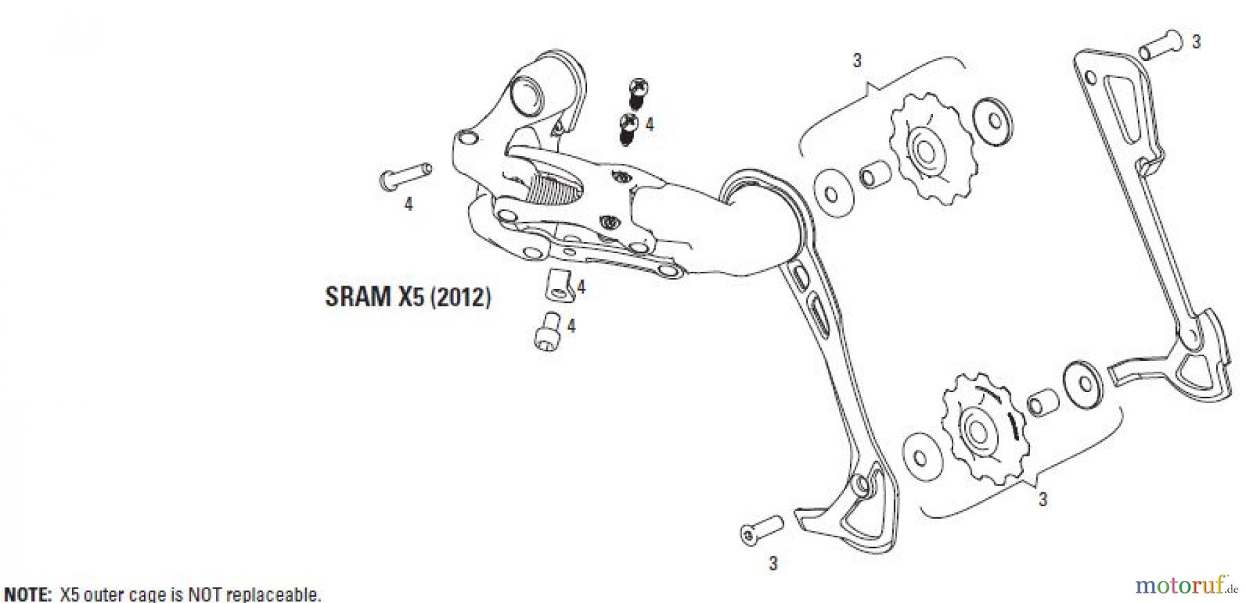  Sram Sram SRAM X5 (2012) - REAR DERAILLEUR 2x10 / 3x10