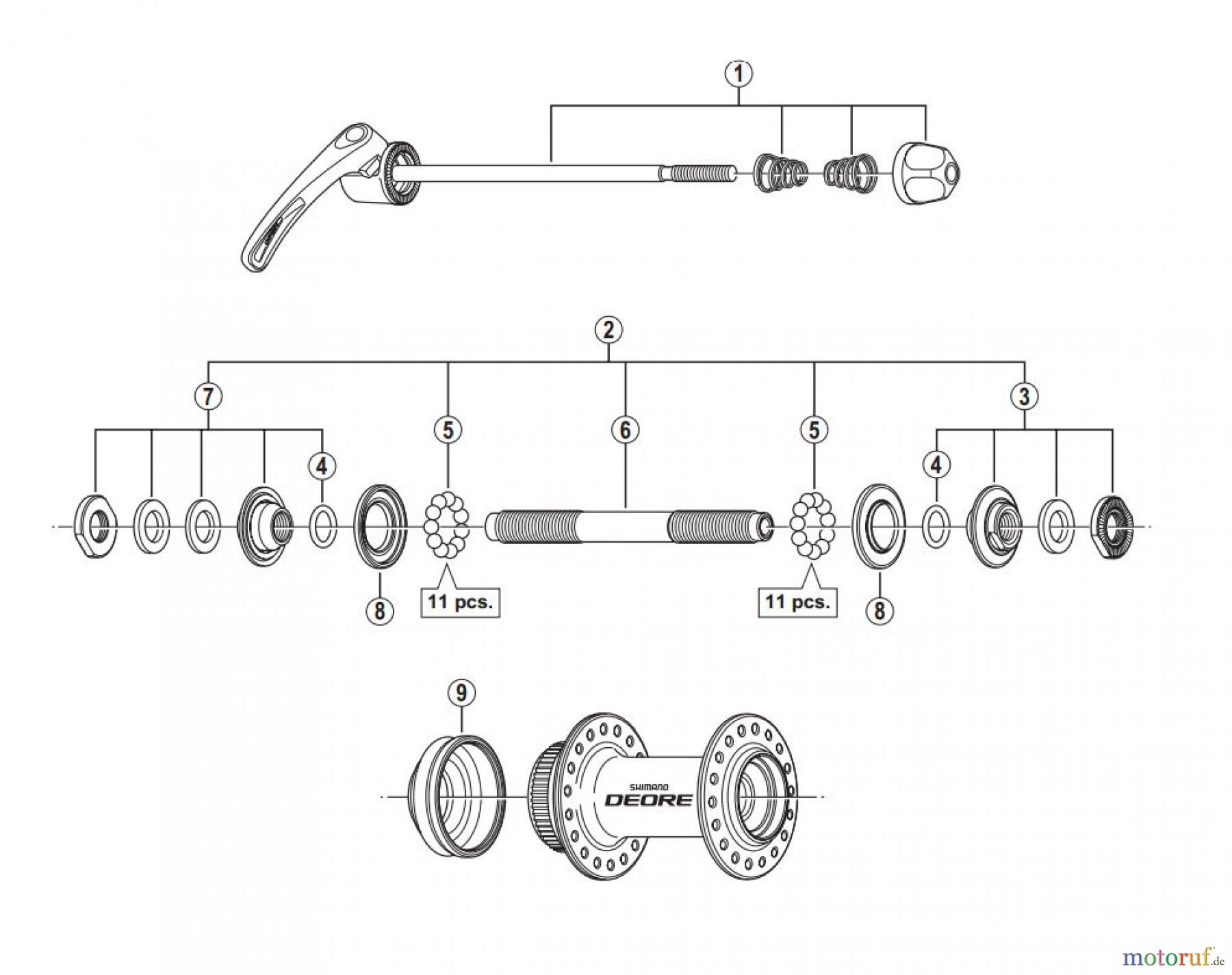  Shimano HB Hub - Vordere Nabe HB-M615