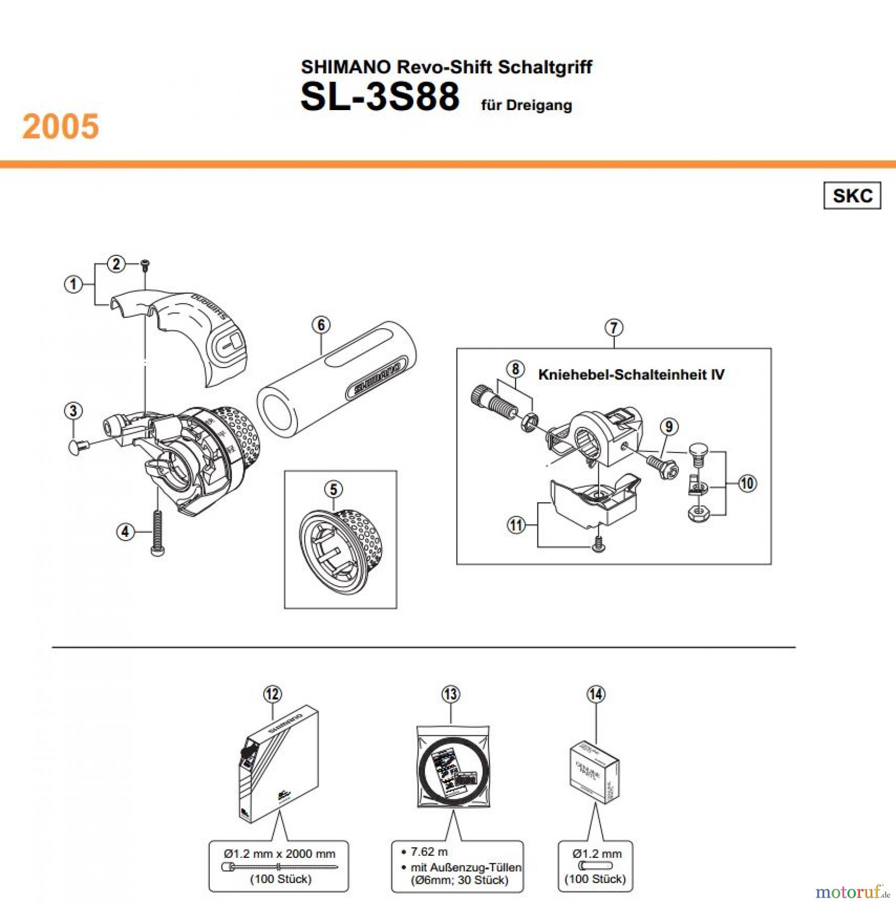  Shimano SL Shift Lever - Schalthebel SL-3S88, 2005 SHIMANO Revo-Shift Schaltgriff