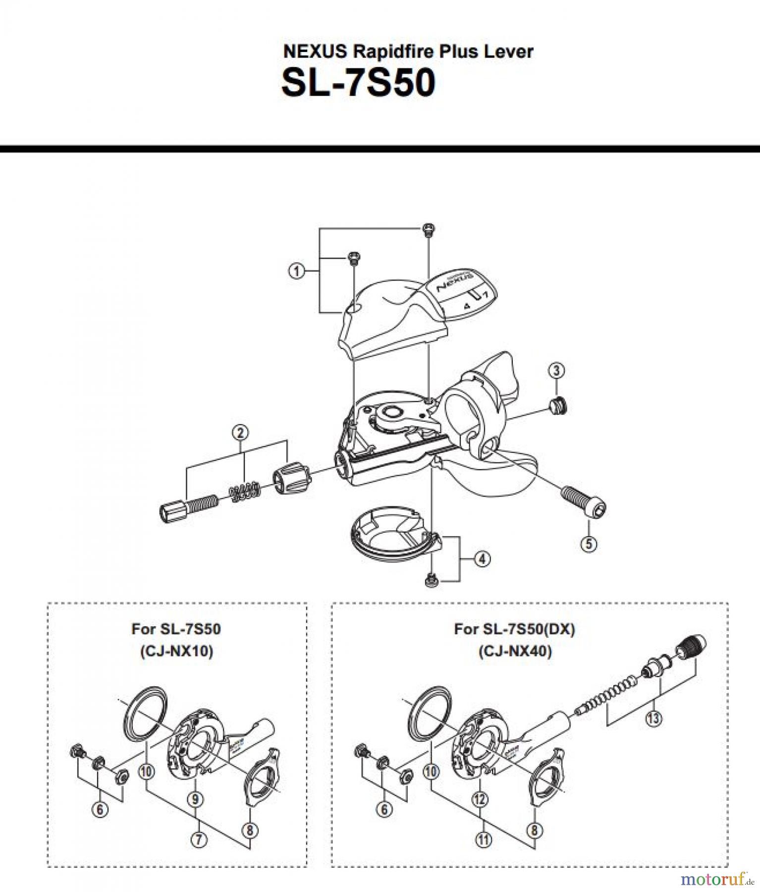  Shimano SL Shift Lever - Schalthebel SL-7S50 NEXUS Rapidfire Plus Lever