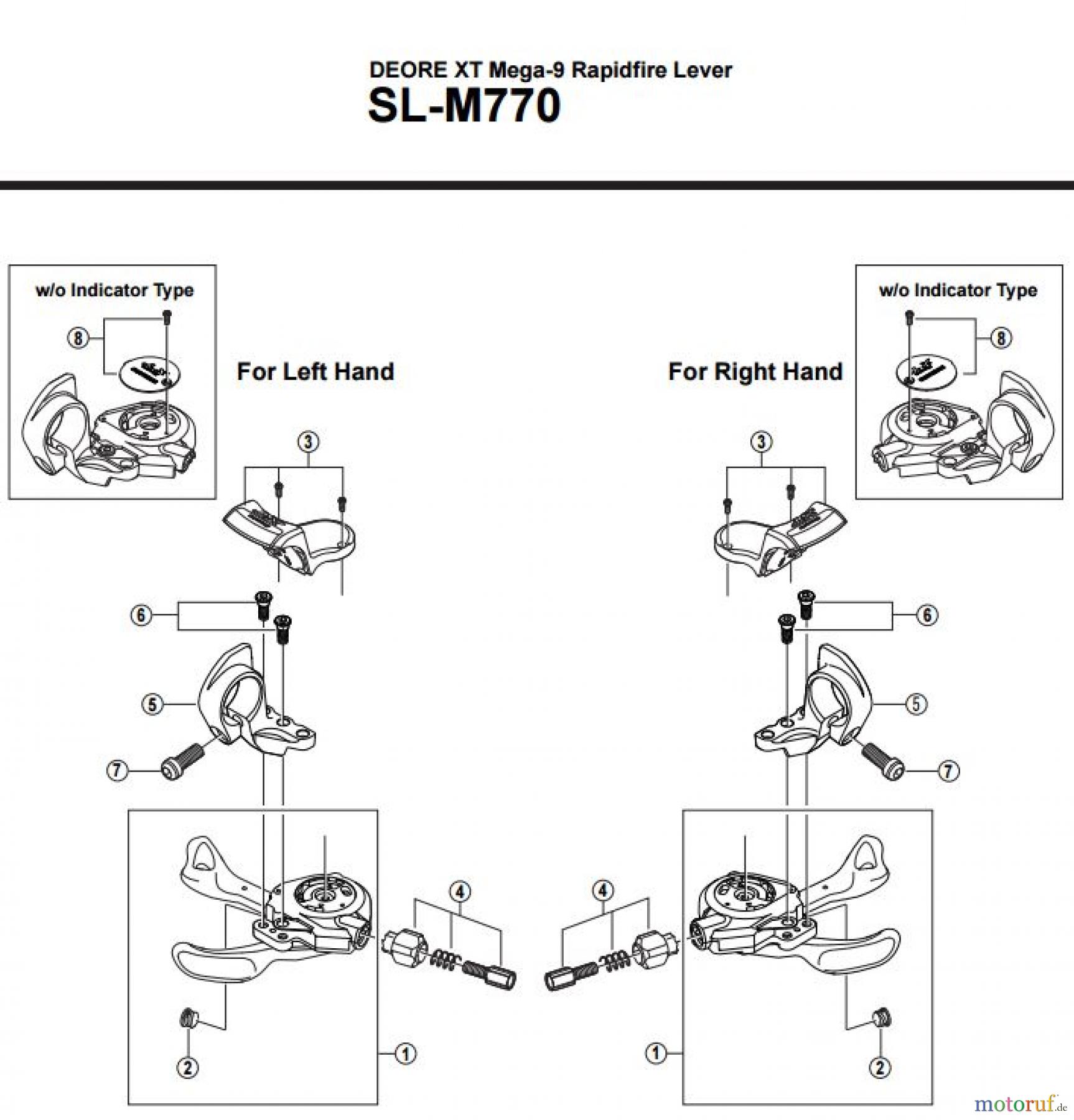  Shimano SL Shift Lever - Schalthebel SL-M770-2708 DEORE XT Mega-9 Rapidfire Lever 