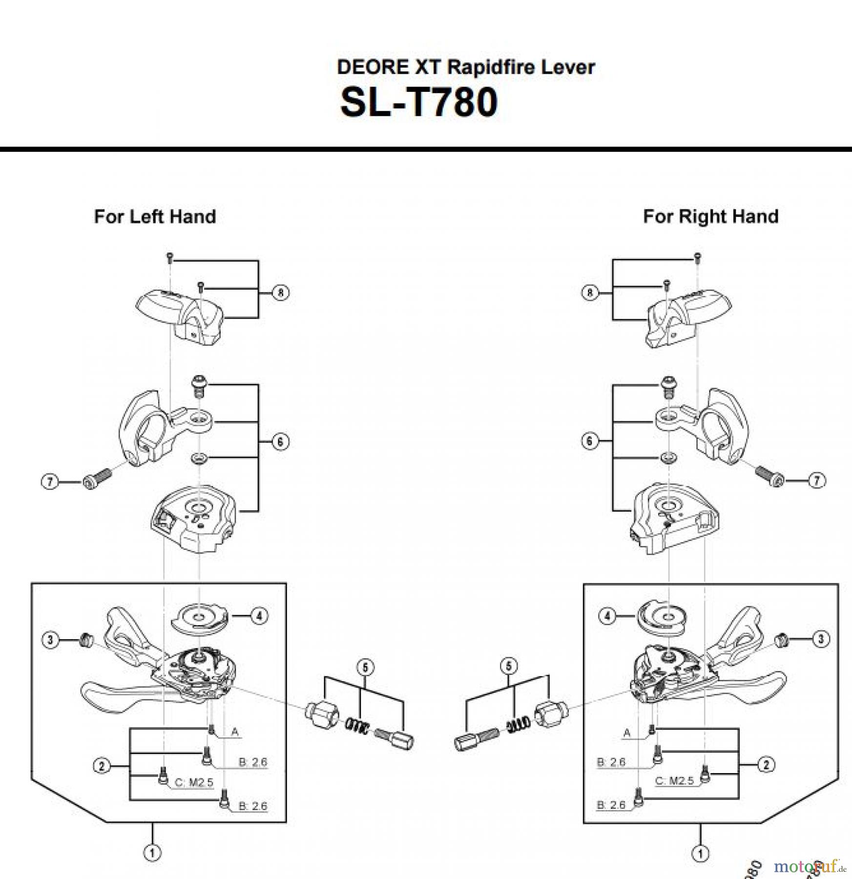  Shimano SL Shift Lever - Schalthebel SL-T780 DEORE XT Rapidfire Lever