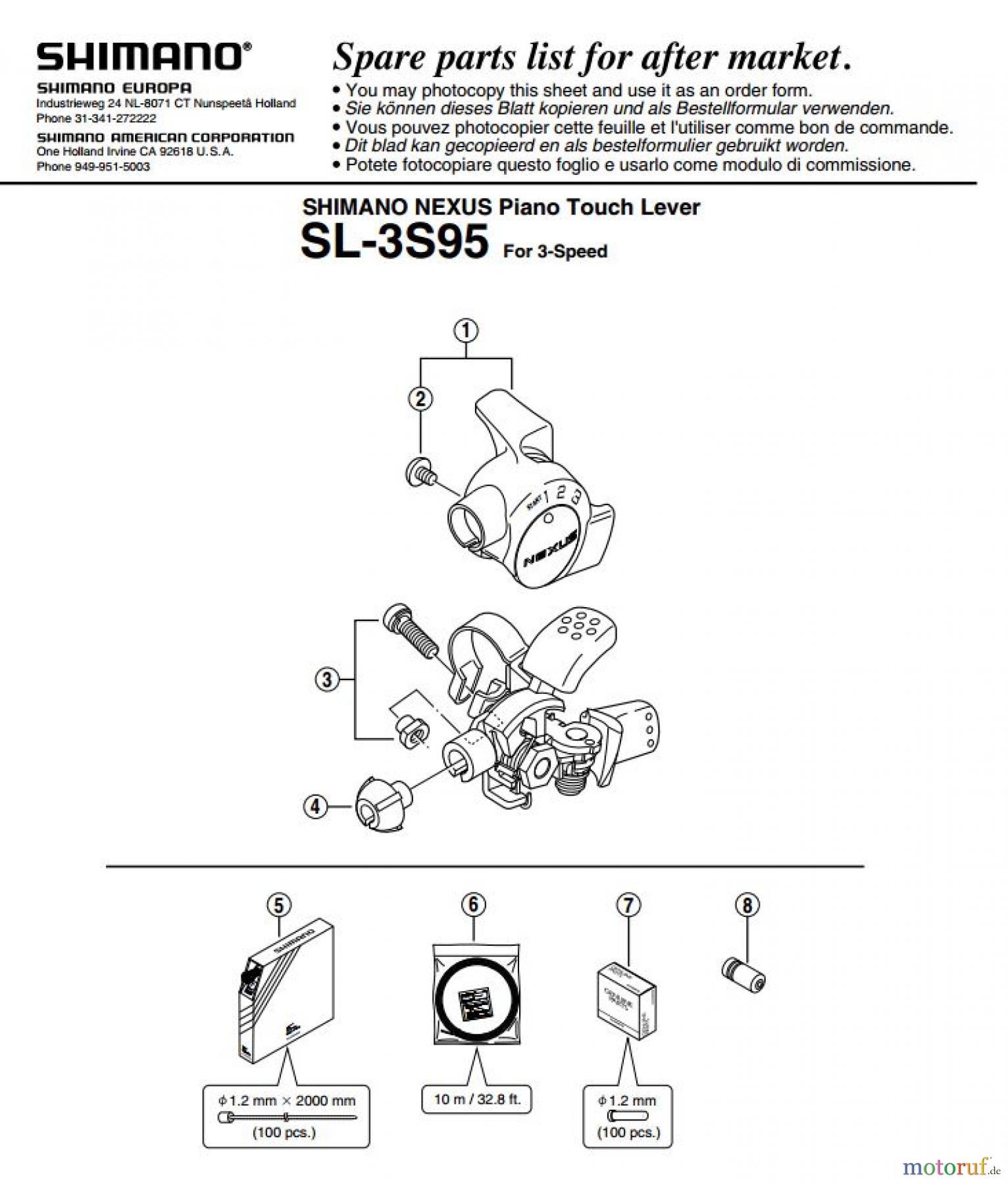  Shimano SL Shift Lever - Schalthebel SL_3S95 SHIMANO NEXUS Piano Touch Lever