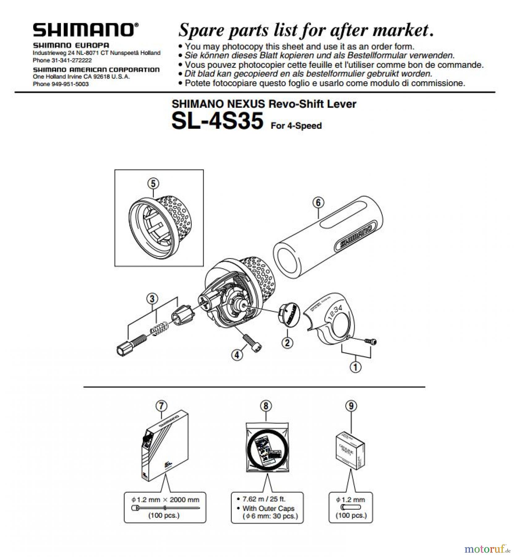  Shimano SL Shift Lever - Schalthebel SL-4S35 SHIMANO NEXUS Revo-Shift Lever