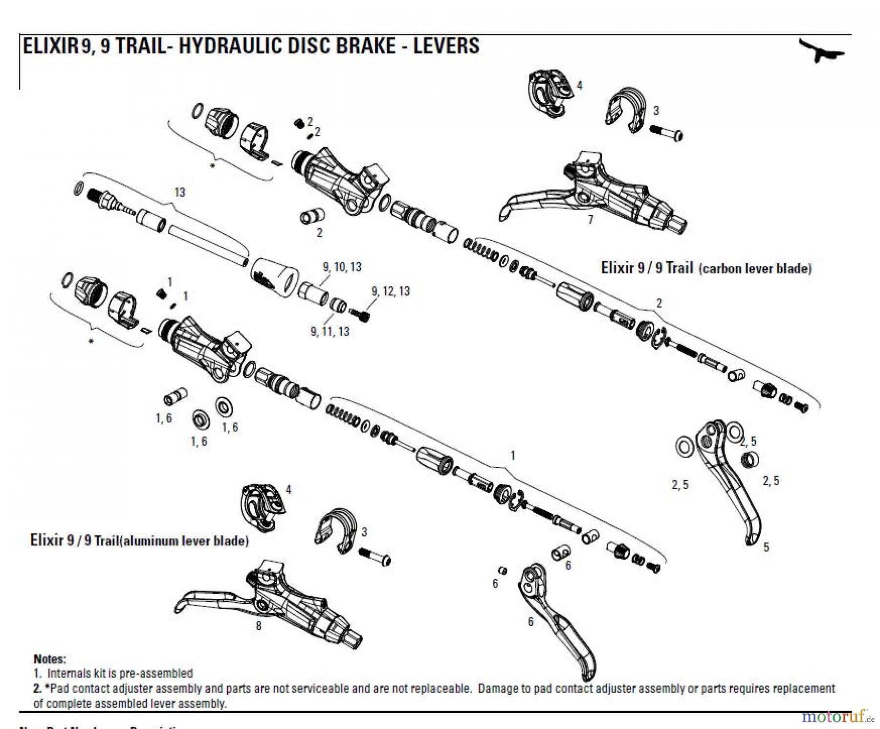  Sram avid HYDRAULIC DISC BRAKE - LEVERS ELIXIR 9, 9 TRAIL- HYDRAULIC DISC BRAKE - LEVERS