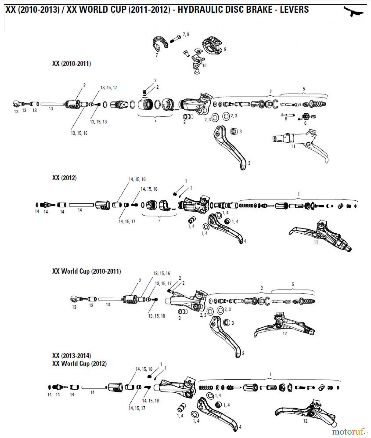  Sram avid HYDRAULIC DISC BRAKE - LEVERS XX (2010-2013) / XX WORLD CUP (2011-2012) - HYDRAULIC DISC BRAKE - LEVERS