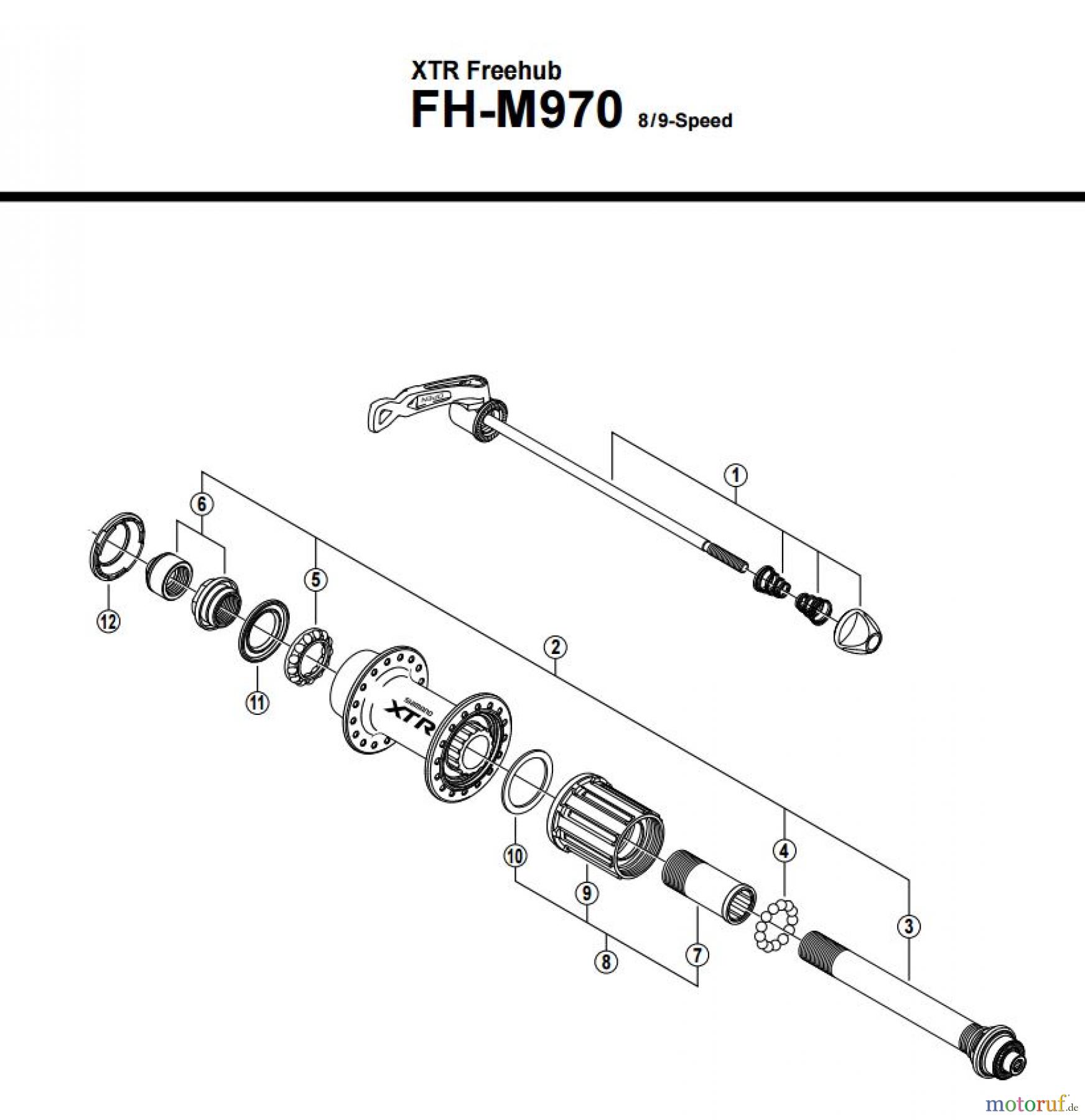  Shimano FH Free Hub - Freilaufnabe FH-M970 -2546A XTR Freehub 8/9-Speed