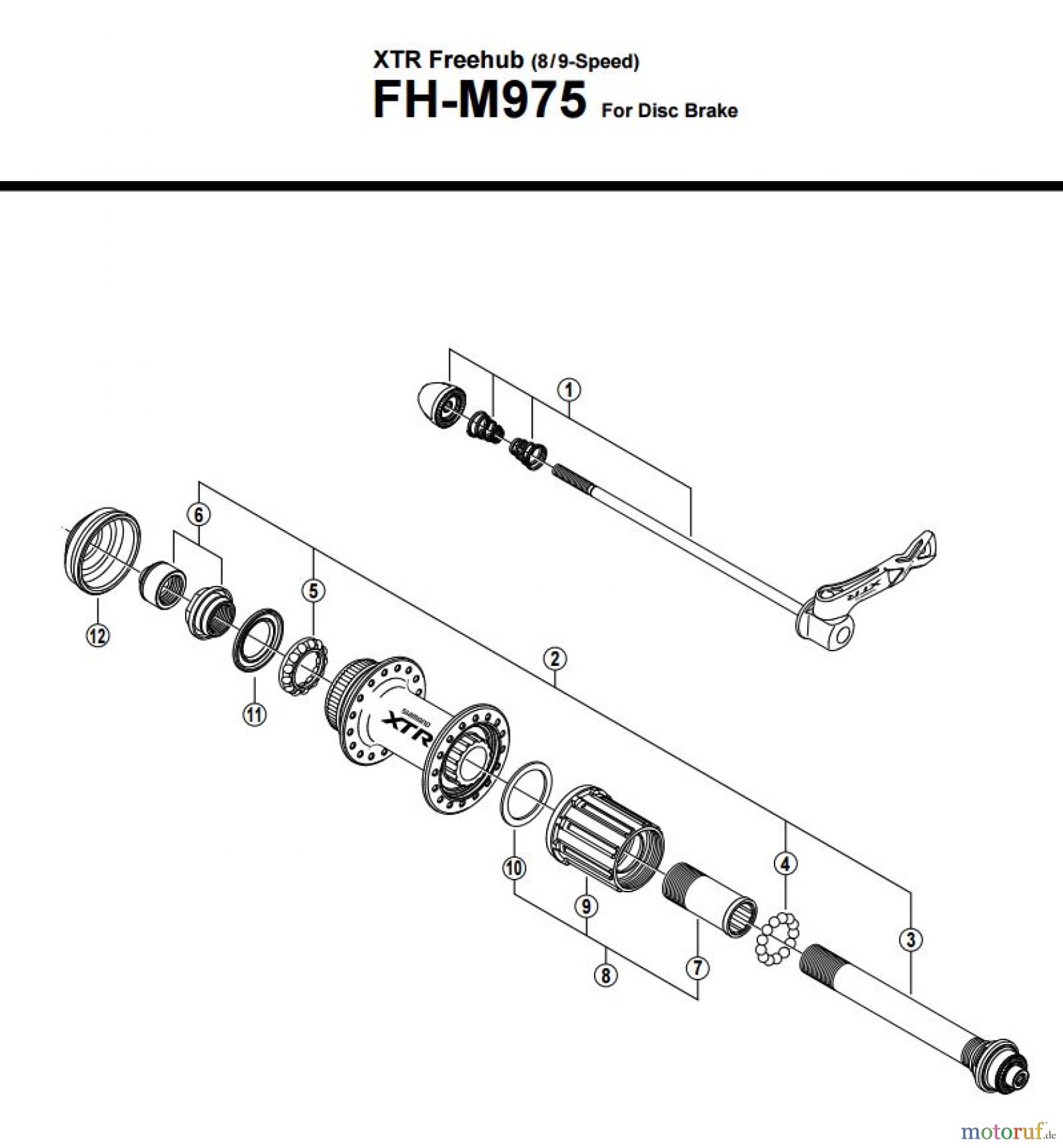  Shimano FH Free Hub - Freilaufnabe FH-M975 -2547A XTR Freehub (8/9-Speed)
