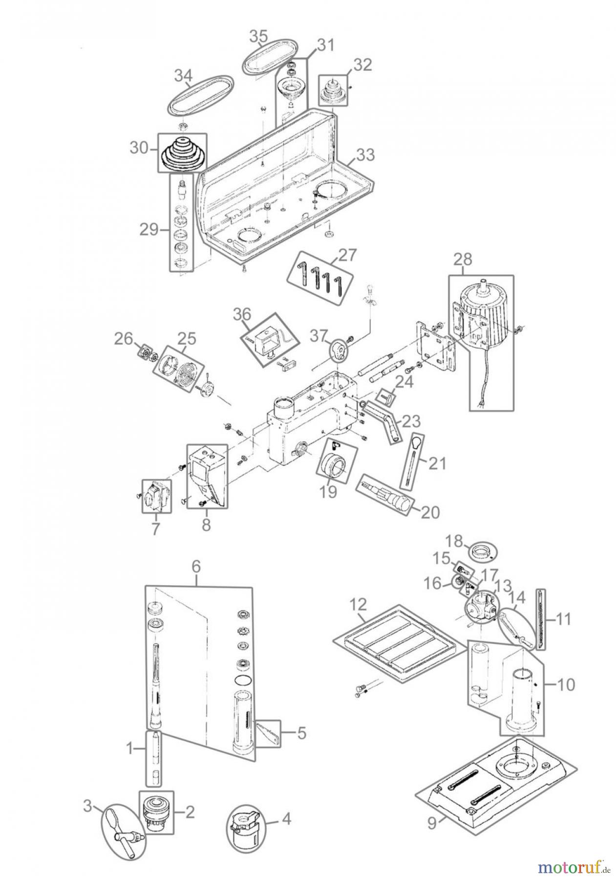  Güde Metallbearbeitung Bohrmaschinen Säulenbohrmaschinen SÄULENBOHRMASCHINE GSB 32 - 55435 FSL55435-03