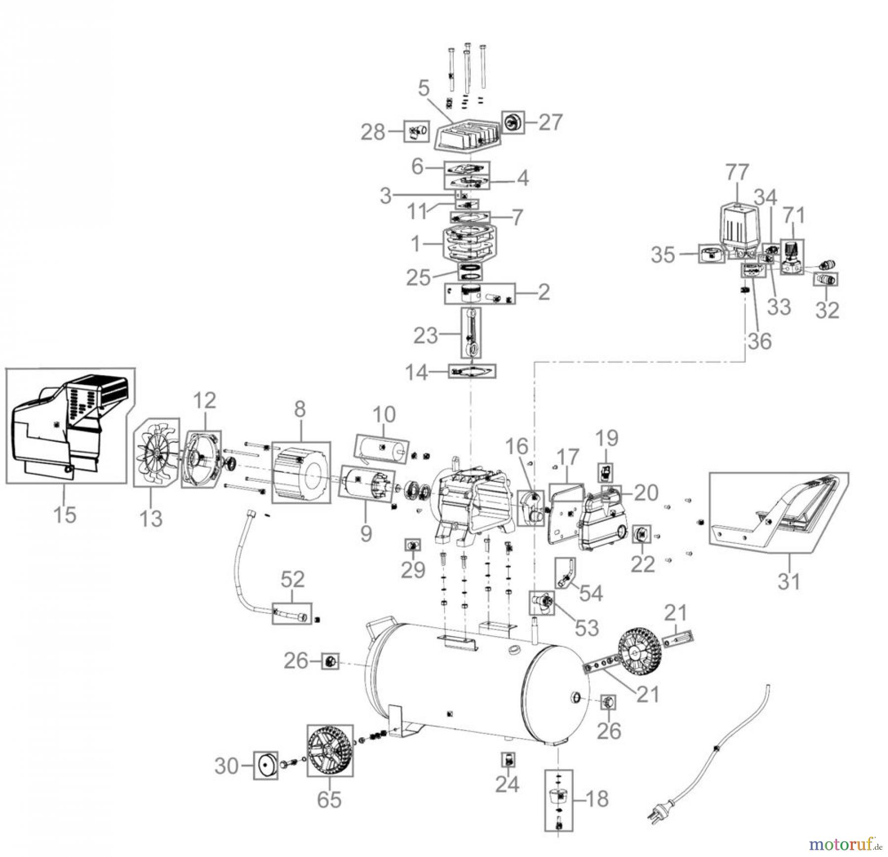  Güde Drucklufttechnik Kompressoren Ölgeschmiert bis 50l Kessel KOMPRESSOR 231/8/24 - 50041 FSL50041-09  