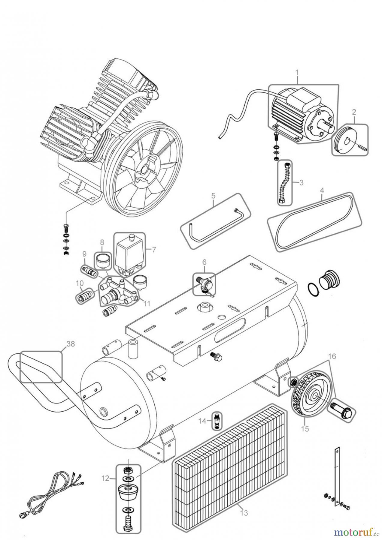  Güde Drucklufttechnik Kompressoren Ölgeschmiert bis 50l Kessel KOMPRESSOR 415/10/50 N - 50053 FSL50053-05  Seite 1