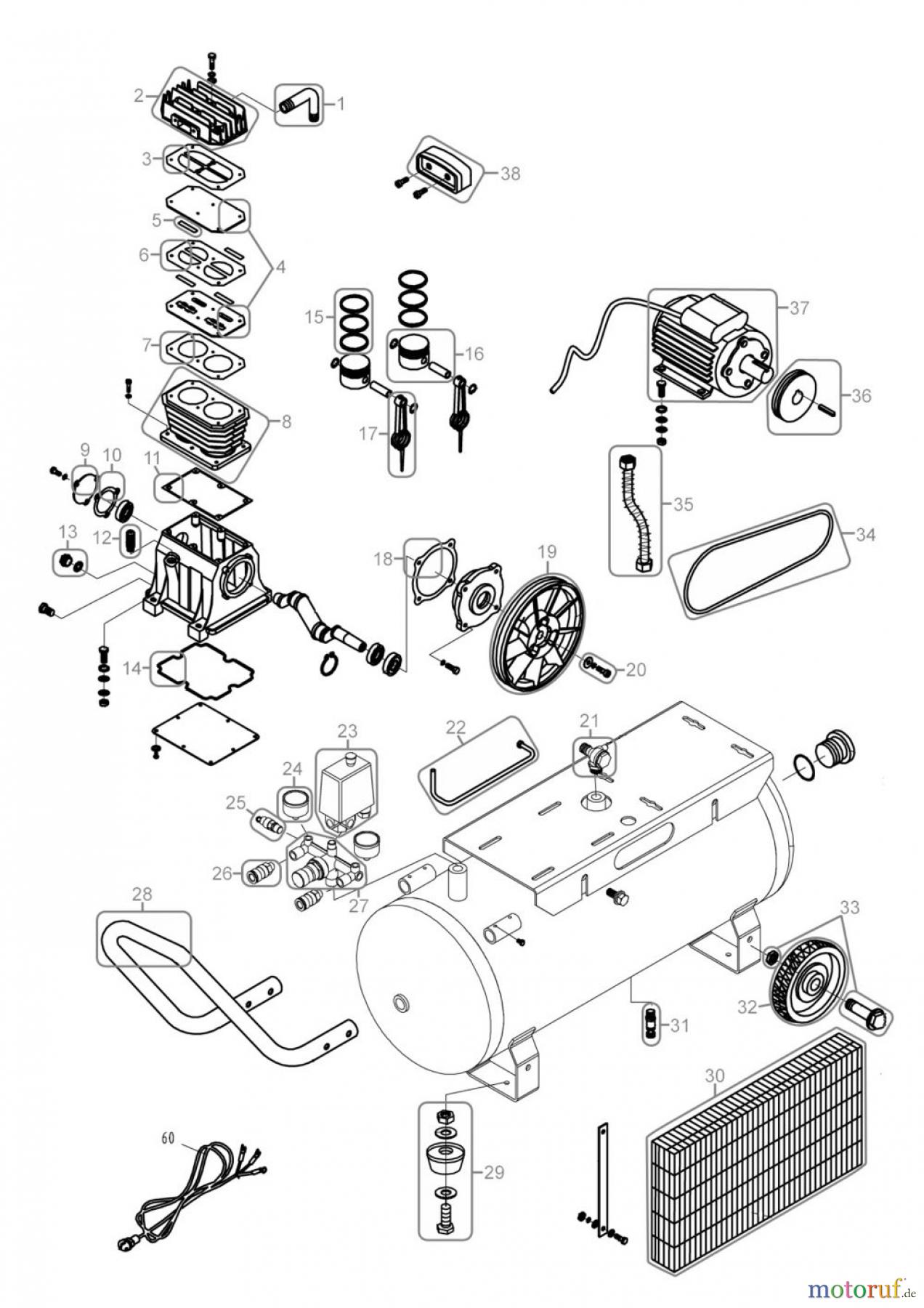  Güde Drucklufttechnik Kompressoren Ölgeschmiert bis 50l Kessel KOMPRESSOR 410/10/50 230 V - 50013 FSL50013-04  