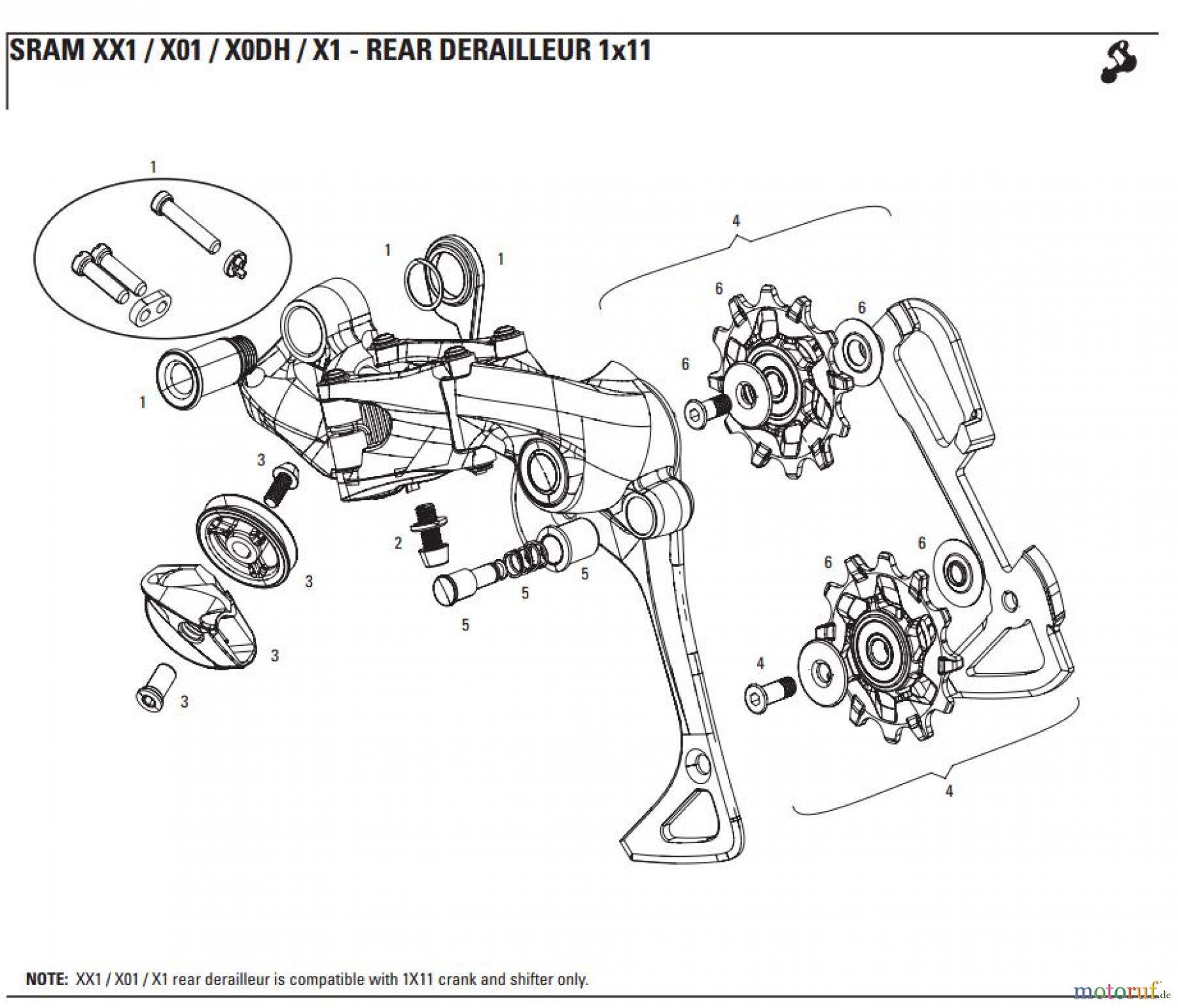  Sram Sram SRAM XX1 / X01 / X0DH / X1 - REAR DERAILLEUR 1x11