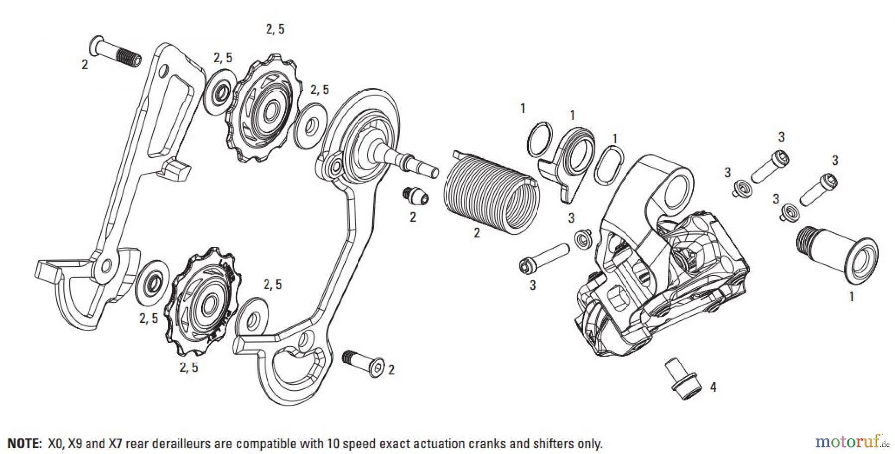  Sram Sram SRAM X0 / X9 / X7 / ViaGT - REAR DERAILLEUR 2x10, 3x10 (2011-2013)