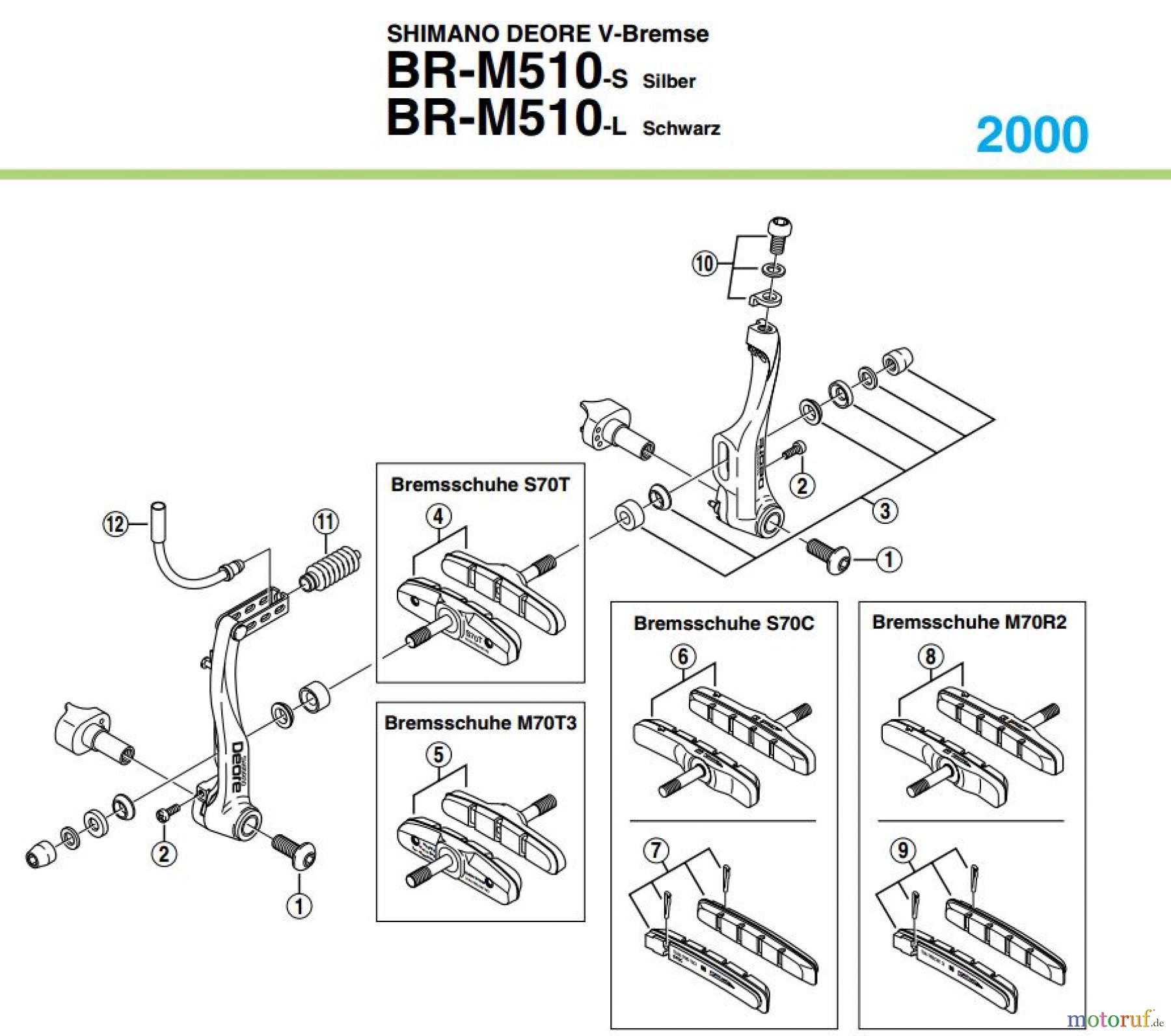  Shimano BR Brake - Bremse BR-M510-2000 SHIMANO DEORE V-Bremse