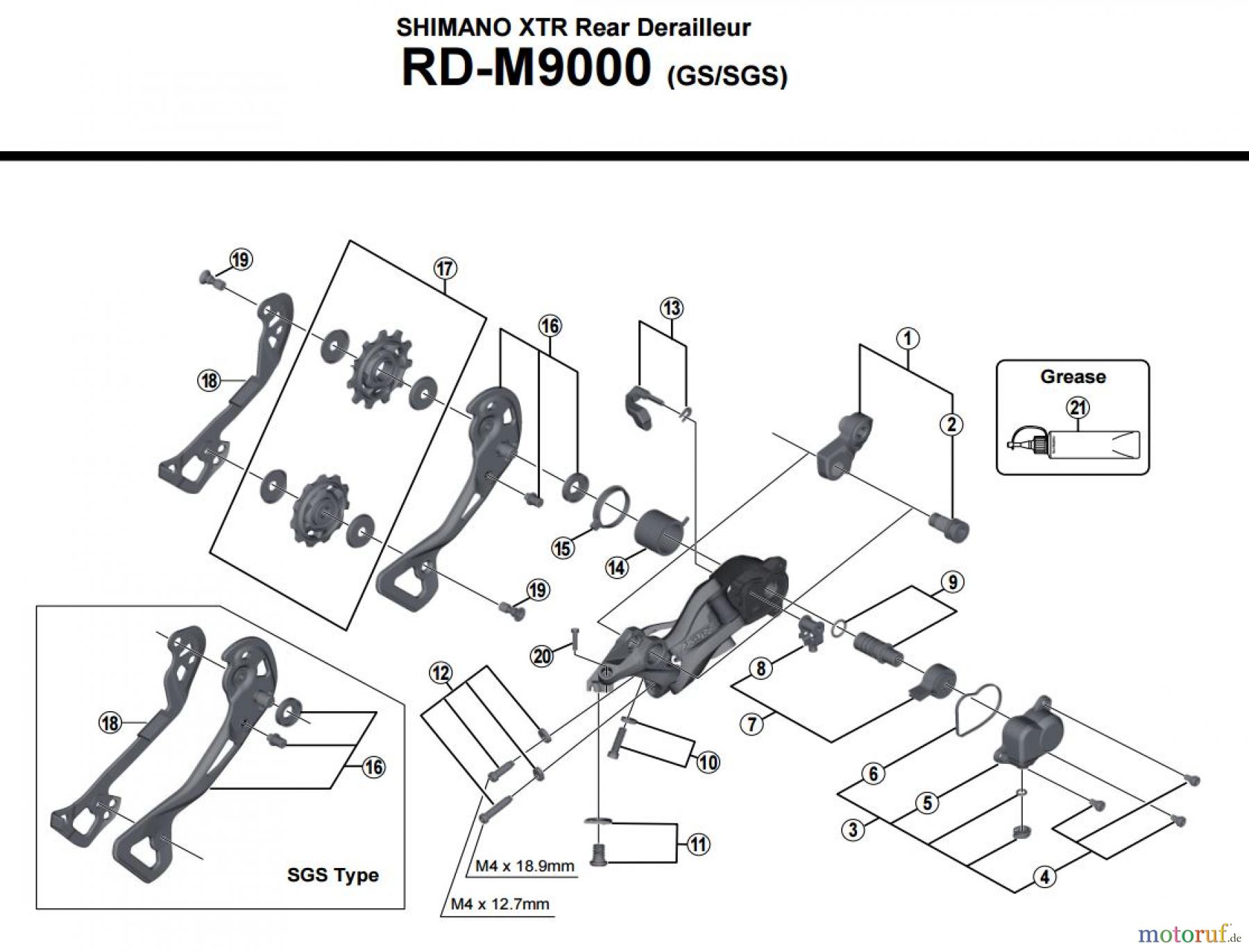  Shimano RD Rear Derailleur - Schaltwerk RD-M9000 - 3787A Shimano XTR