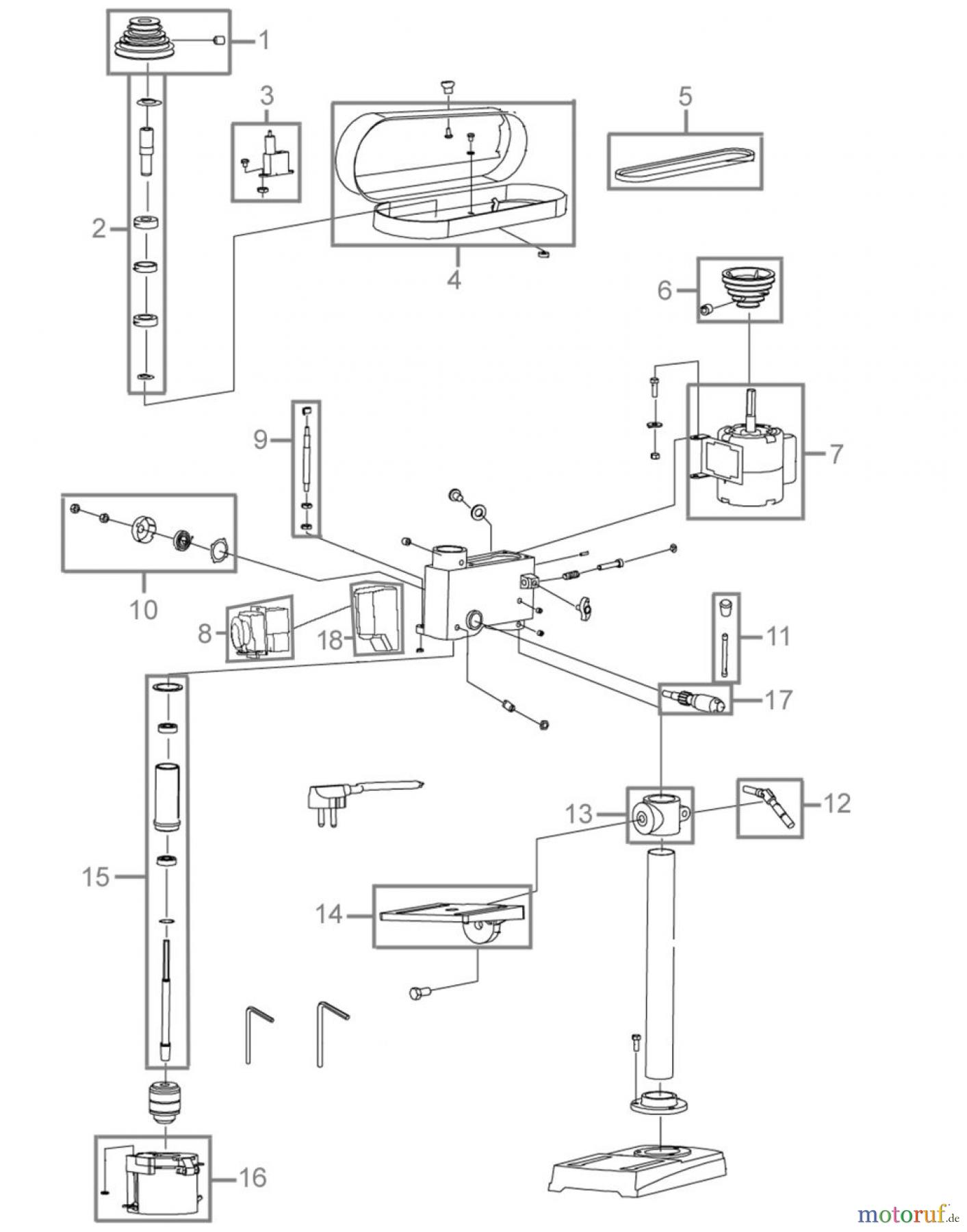  Güde Metallbearbeitung Bohrmaschinen Tischbohrmaschinen TISCHBOHRMASCHINE GTB 13/5 - 55120 Ersatzteileversion FSL55120-03