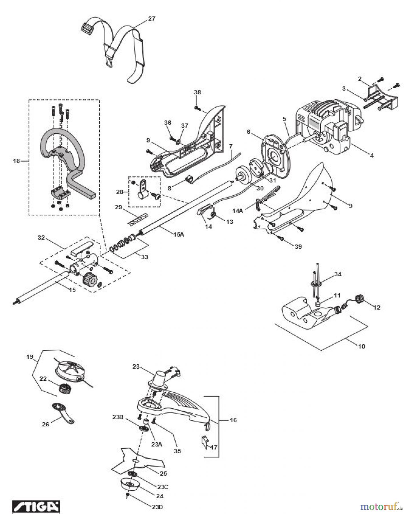  Stiga Motorsensen, Trimmer Baujahr 2007 2007 SB 22 Brush Cutter, Drive Shaft