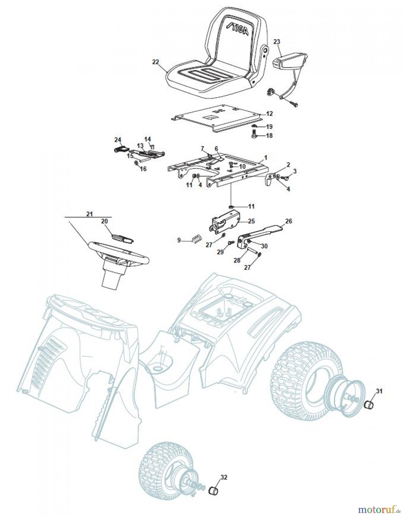  Global Garden Products GGP Aufsitzmäher Sammler Cellecting Pro 2017 THS 122 Hydro Seat & Steering Wheel for Stiga Models