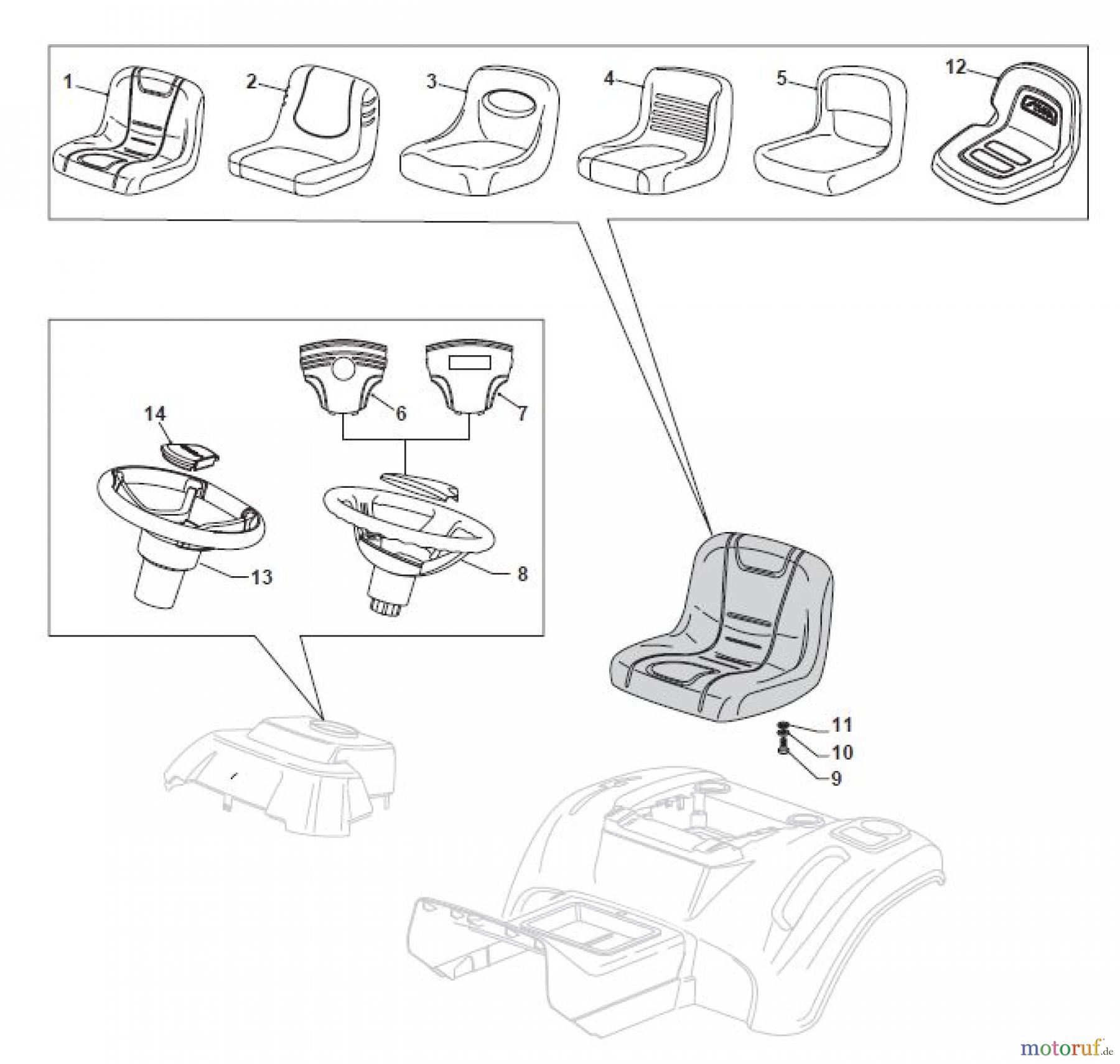  Global Garden Products GGP Aufsitzmäher Sammler Collecting 84cm 2017 MP 84 Seat & Steering Wheel