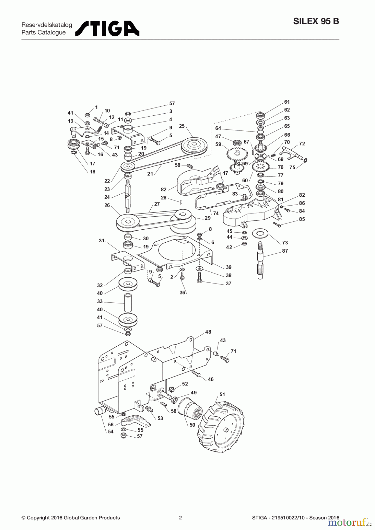  Stiga Motorhacken 2017 Benzin Silex 95 B 219510022/10 - Season 2017 Chassis