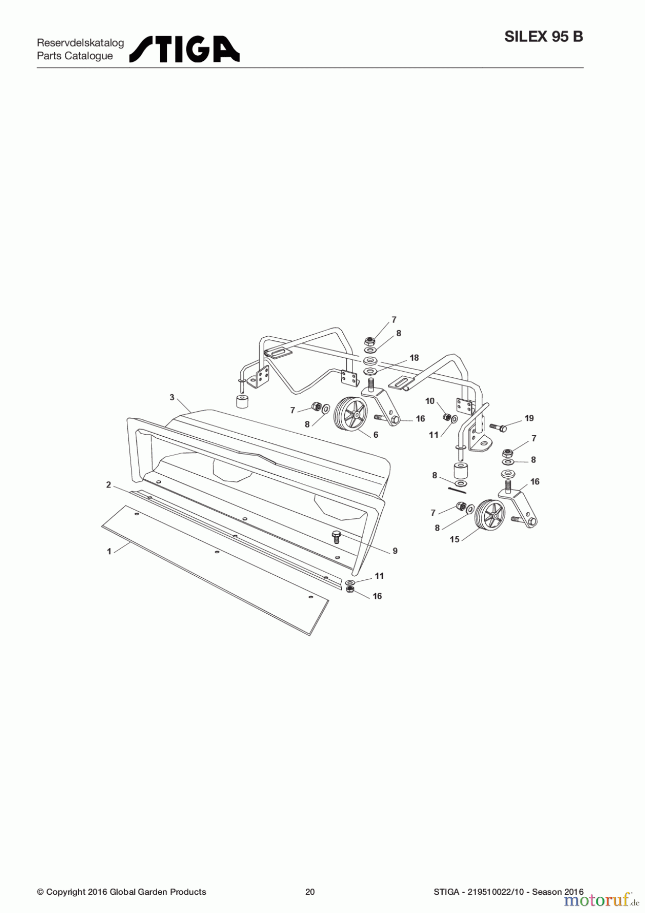  Stiga Motorhacken 2017 Benzin Silex 95 B 219510022/10 - Season 2017 Front adjustable brush 82 cm - Collector