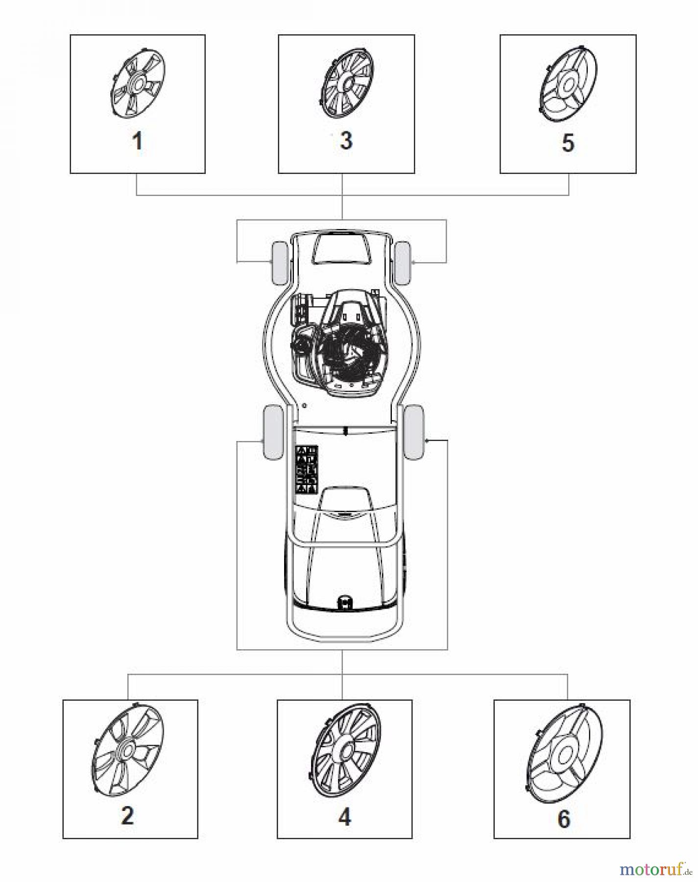  Global Garden Products GGP Rasenmäher Baujahr 2017 Benzin Mit Antrieb 2017 MP1 504 WSVQE Wheels and Hub Caps