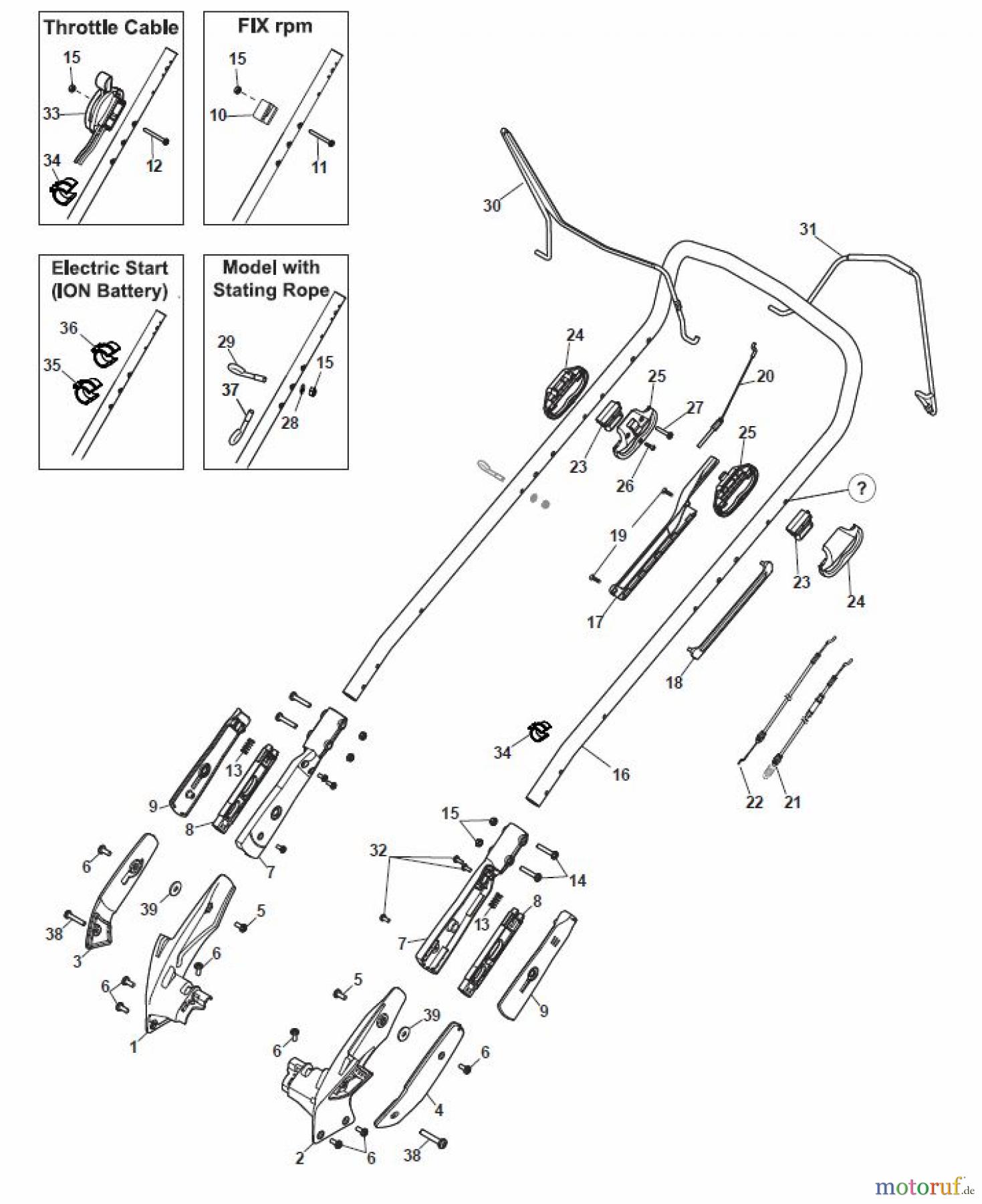  Global Garden Products GGP Rasenmäher Baujahr 2017 Benzin Mit Antrieb 2017 MP2 504 S-R (Roller) Chassis/Handle, Upper Part