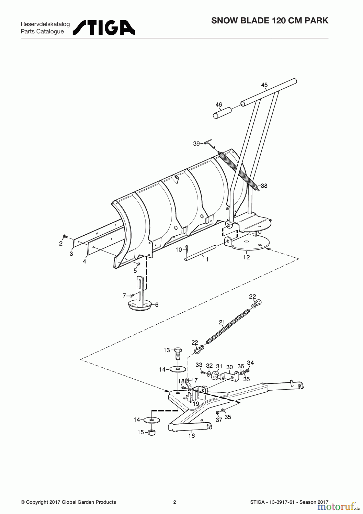  Stiga Frontmäher Zubehör Anbau 2017 Front Mower SNOW BLADE 120 CM PARK 13-3917-61 - Season 2017