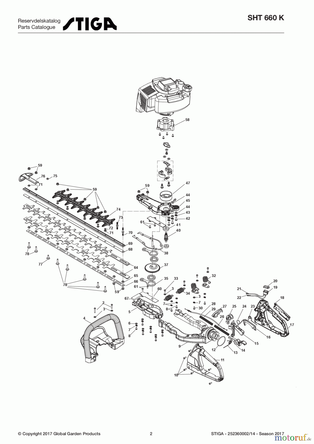  Stiga Heckenscheren Baujahr 2017 Benzin 2017 SHT 660 K 252360002/14 - Season 2017 Hedge Trimmer