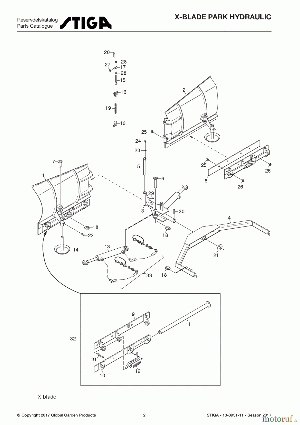  Stiga Frontmäher Anbau 2017 Front Mower X-BLADE PARK HYDRAULIC 13-3931-11 - Season 2017 X-Blade