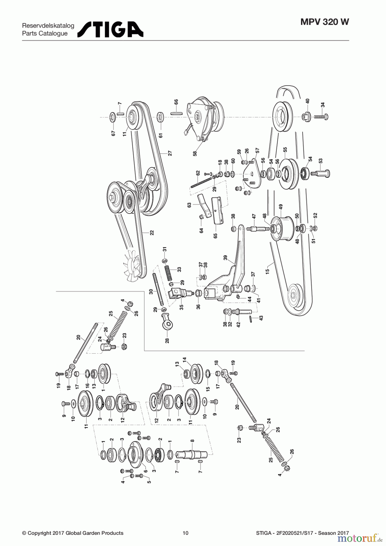  Stiga Frontmäher Zubehör Collecting Frontmäher 2017 MPV 320 W 2F2020521/S17 - Season 2017 Transmission and PTO Belts