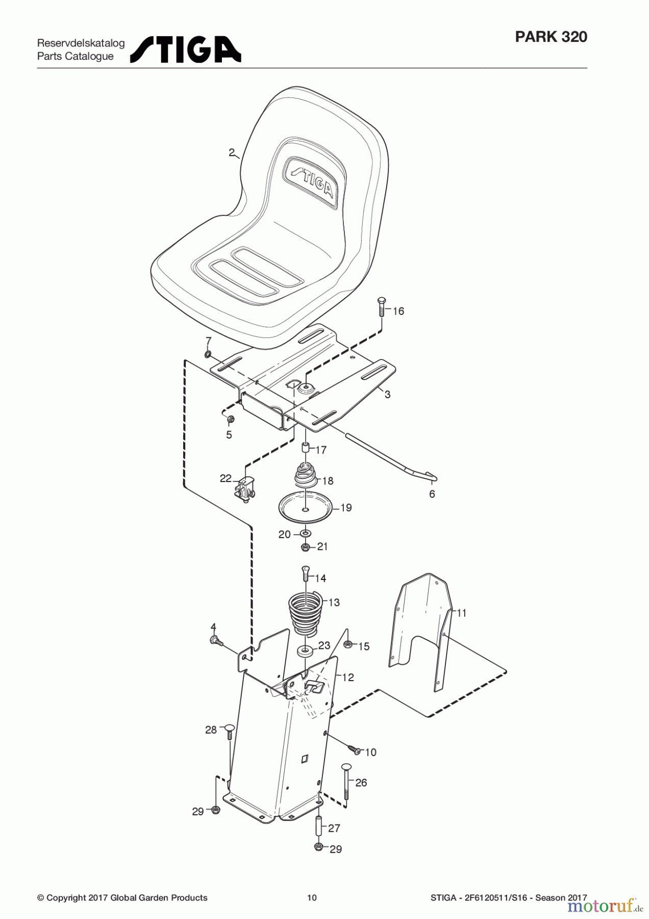  Stiga Frontmäher Grundgerät Park Compact 2017 Park 320 2F6120511/S16 - Season 2017 Seat