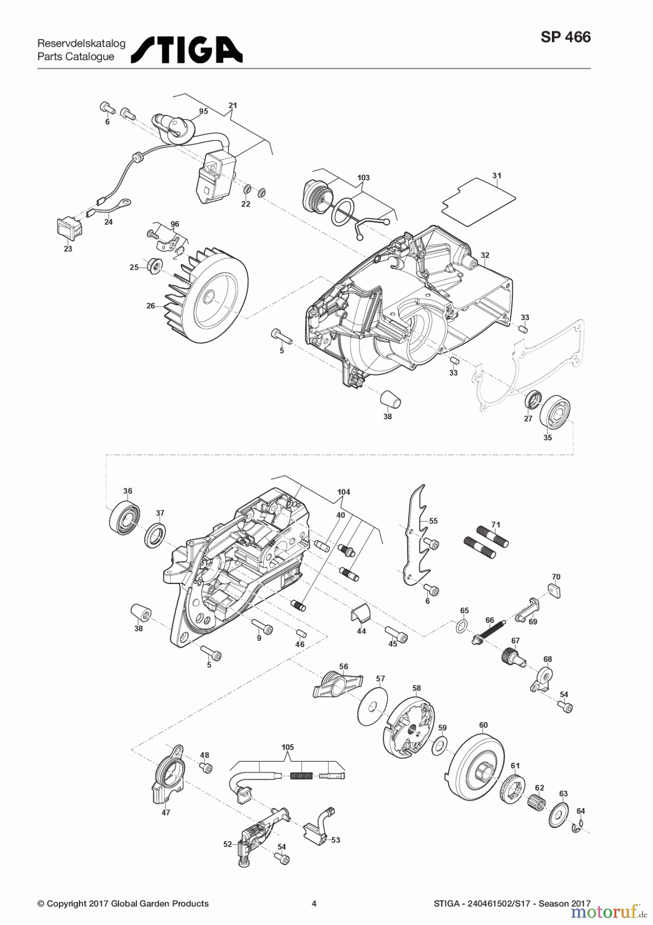  Stiga Kettensägen Baujahr 2017 Benzin 2017 SP 466 240461502/S17 - Season 2017 Engine