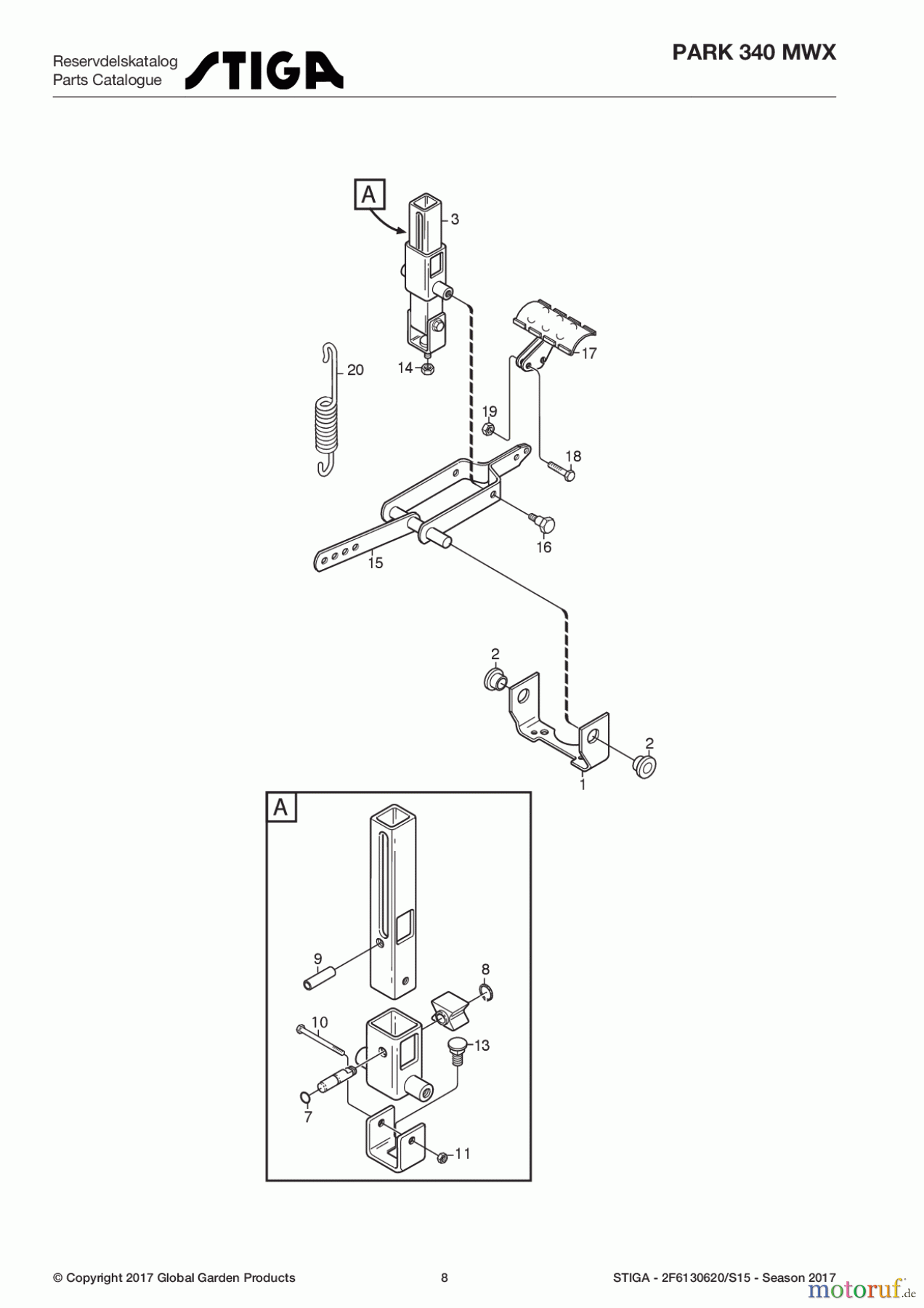  Stiga Frontmäher Baujahr 2017 Park Compact 2017 Park 340 MWX 2F6130620/S15 - Season 2017 Pedal lift