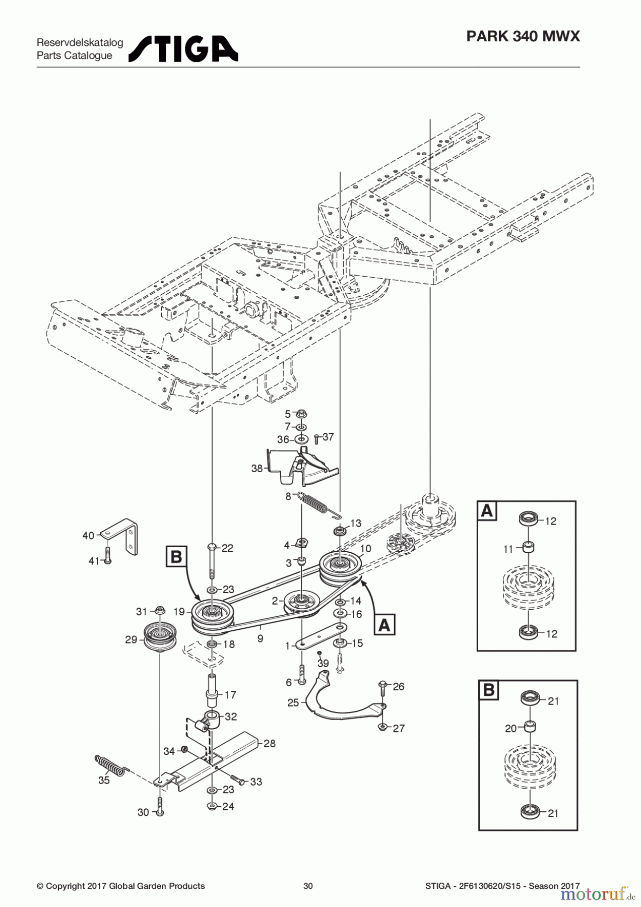  Stiga Frontmäher Grundgerät Park Compact 2017 Park 340 MWX 2F6130620/S15 - Season 2017 Power take-off