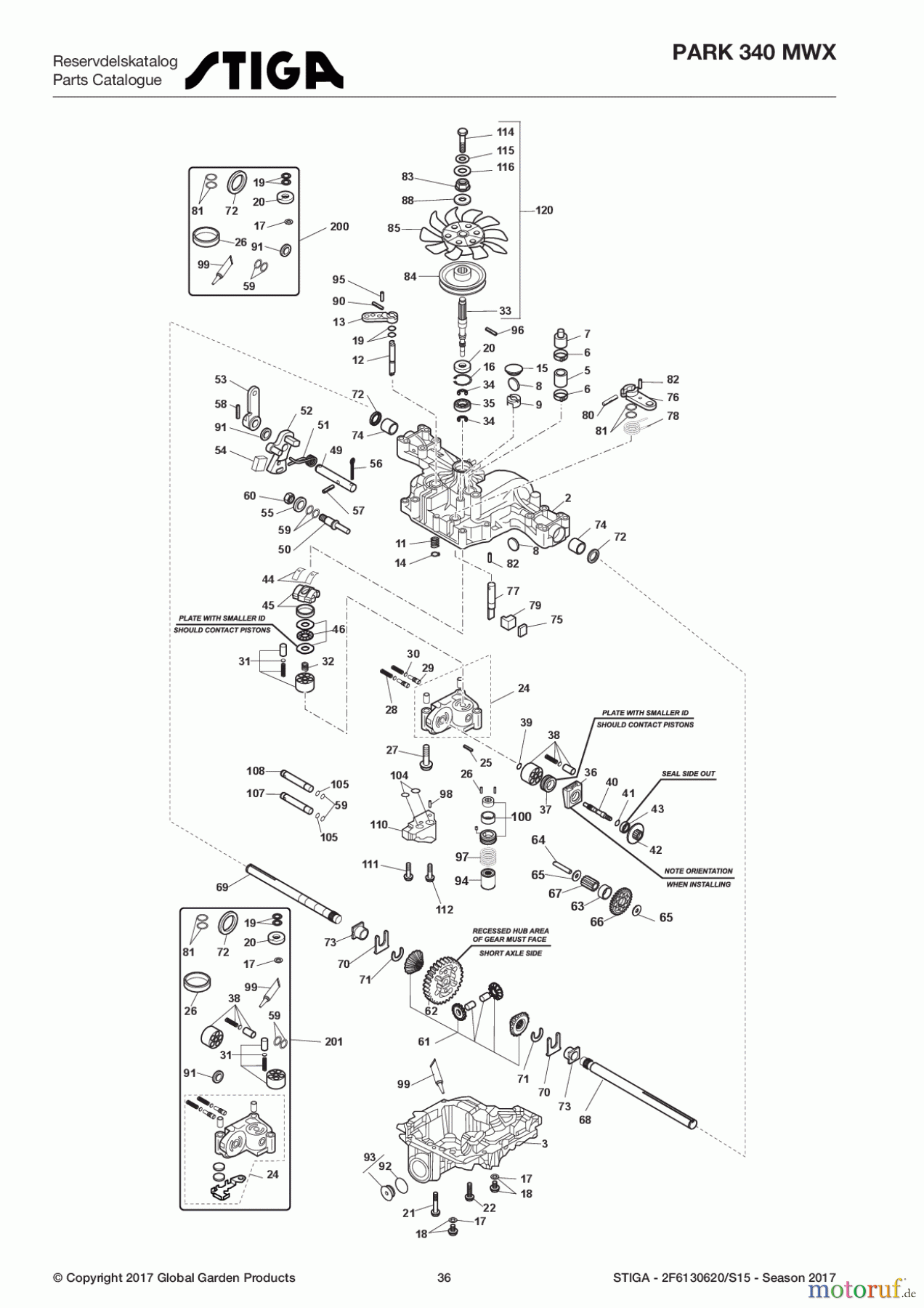  Stiga Frontmäher Baujahr 2017 Park Compact 2017 Park 340 MWX 2F6130620/S15 - Season 2017 Transmission