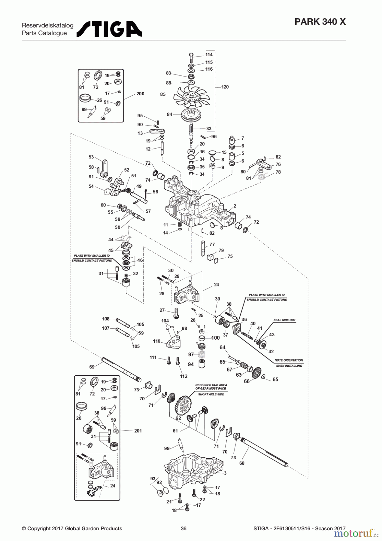  Stiga Frontmäher Grundgerät Park Compact 2017 Park 340 X 2F6130511/S16 - Season 2017 Transmission