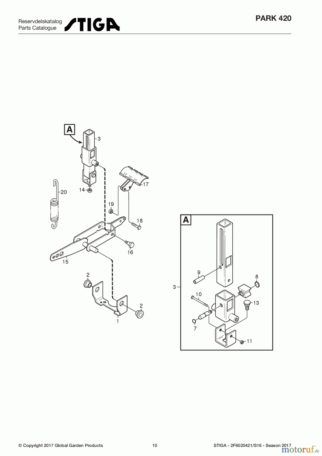  Stiga Frontmäher Grundgerät Park Consumer High 2017 Park 420 2F6020421/S16 - Season 2017 Pedal lift