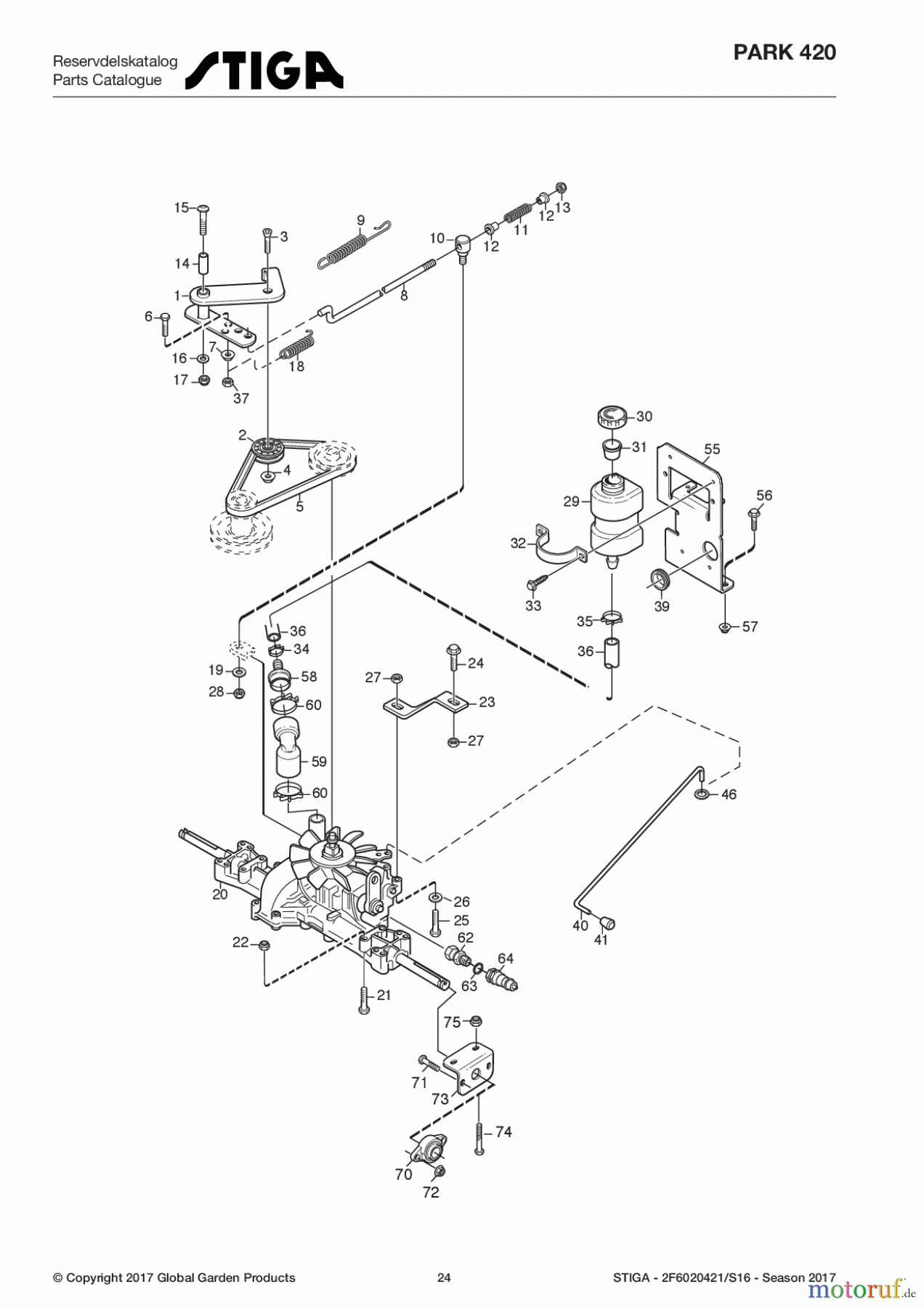  Stiga Frontmäher Grundgerät Park Consumer High 2017 Park 420 2F6020421/S16 - Season 2017 Transmission