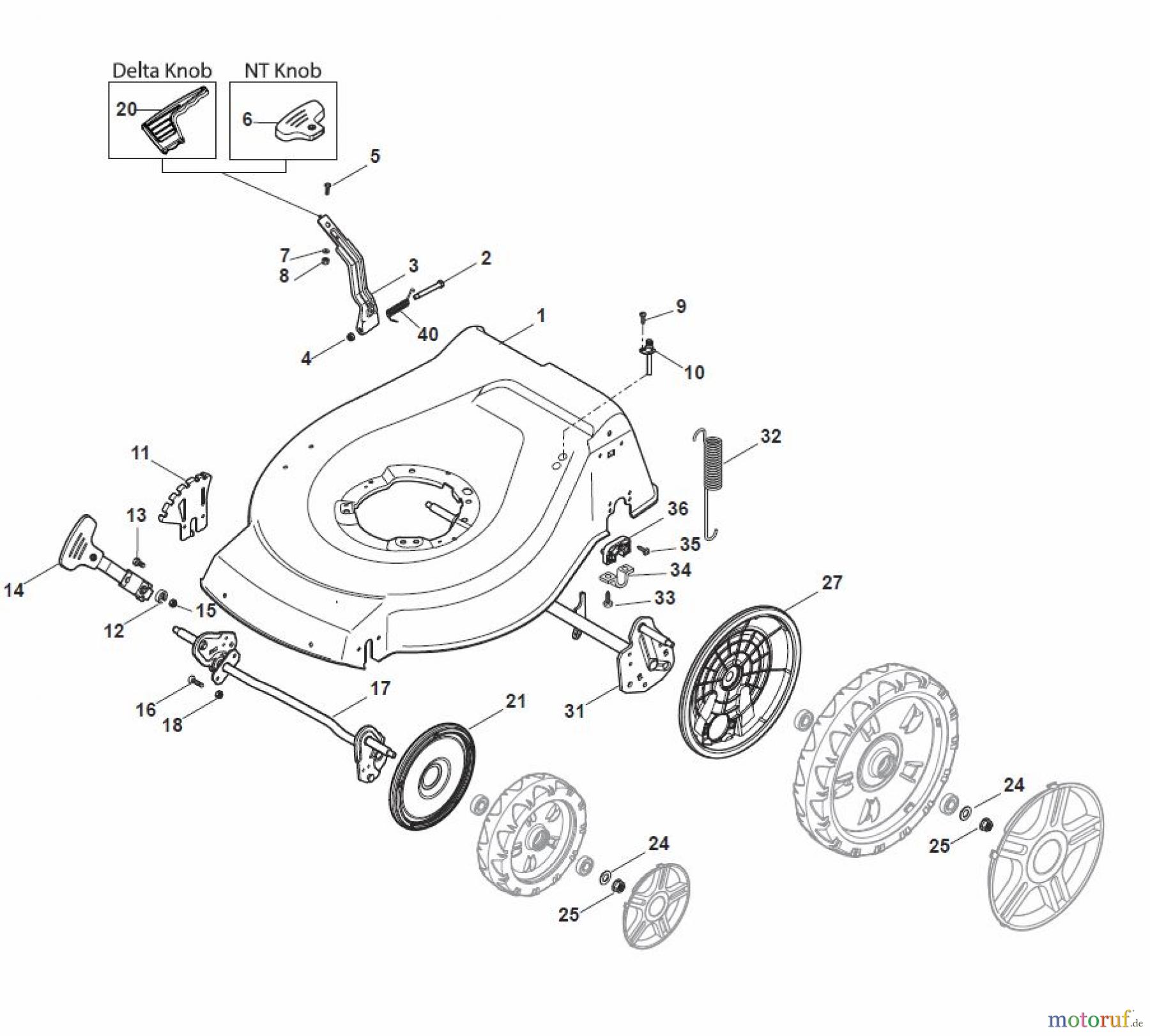  Global Garden Products GGP Rasenmäher Benzin Ohne Antrieb 2017 NT 484 W - 484 WQ Deck And Height Adjusting