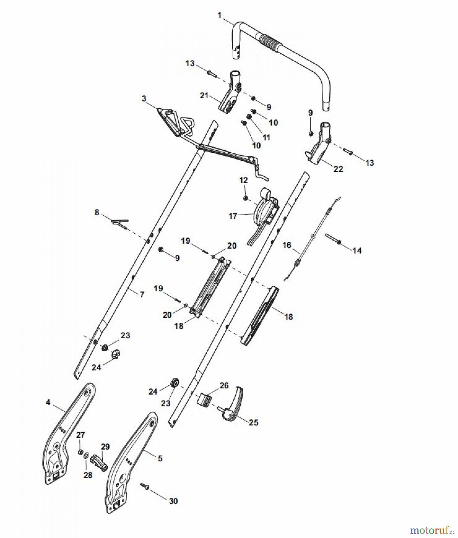  Global Garden Products GGP Rasenmäher Baujahr 2017 Benzin Ohne Antrieb 2017 NT 484 W - 484 WQ Handle, Upper Part