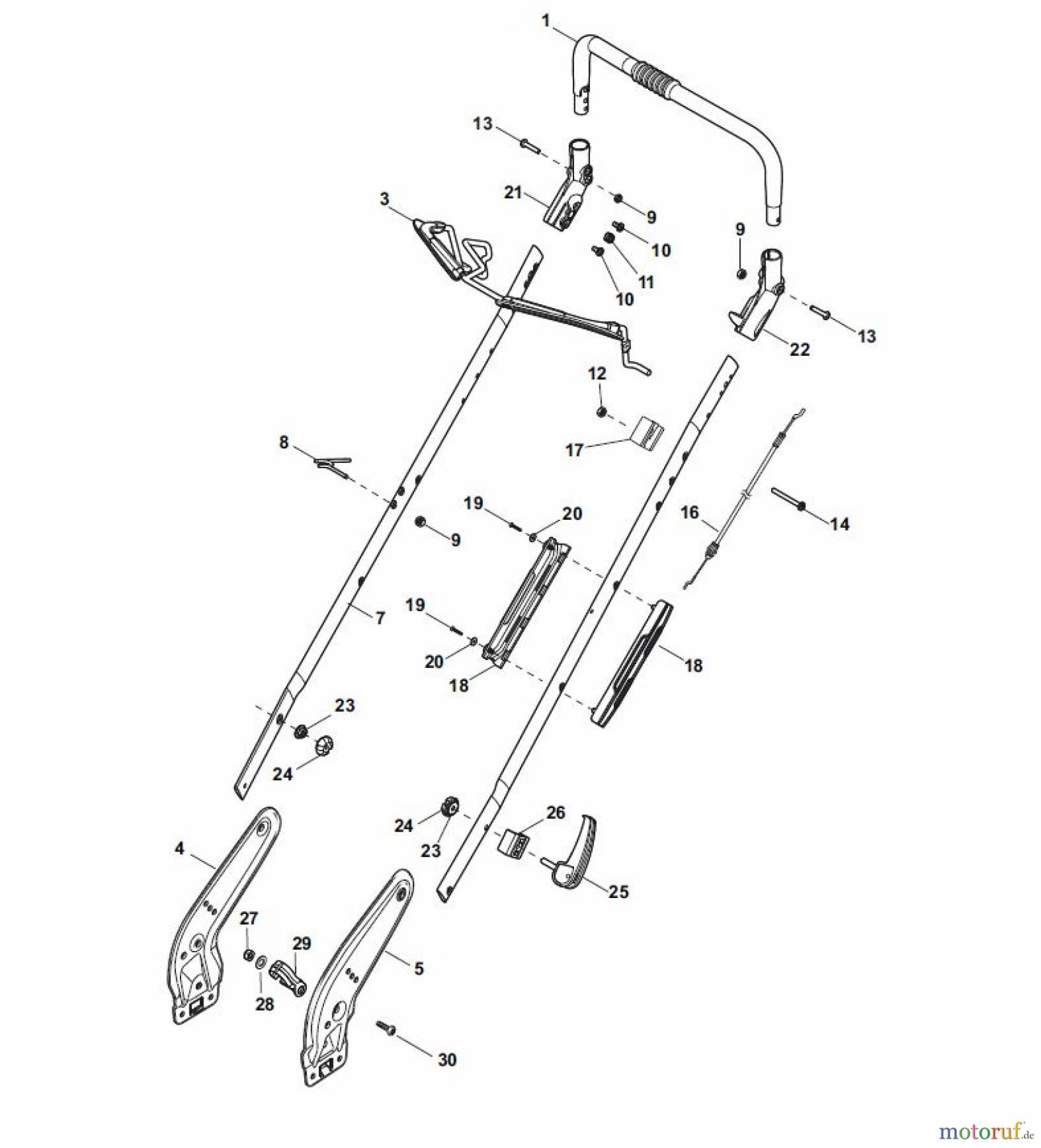  Global Garden Products GGP Rasenmäher Benzin Ohne Antrieb 2017 NT 484 W - 484 WQ Handle, Upper Part