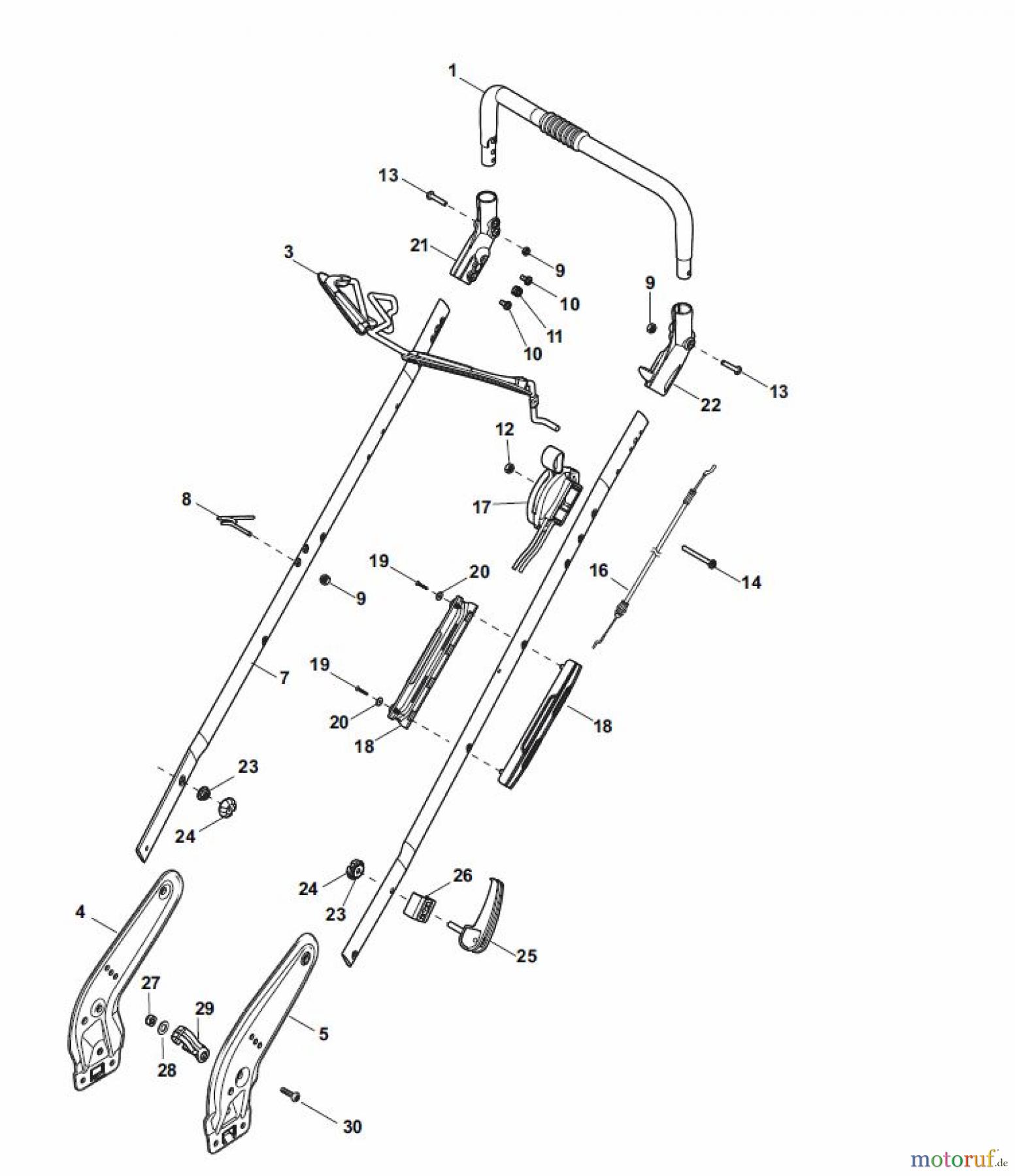  Global Garden Products GGP Rasenmäher Benzin Ohne Antrieb 2017 NTL 484 - 484 Q Handle, Upper Part