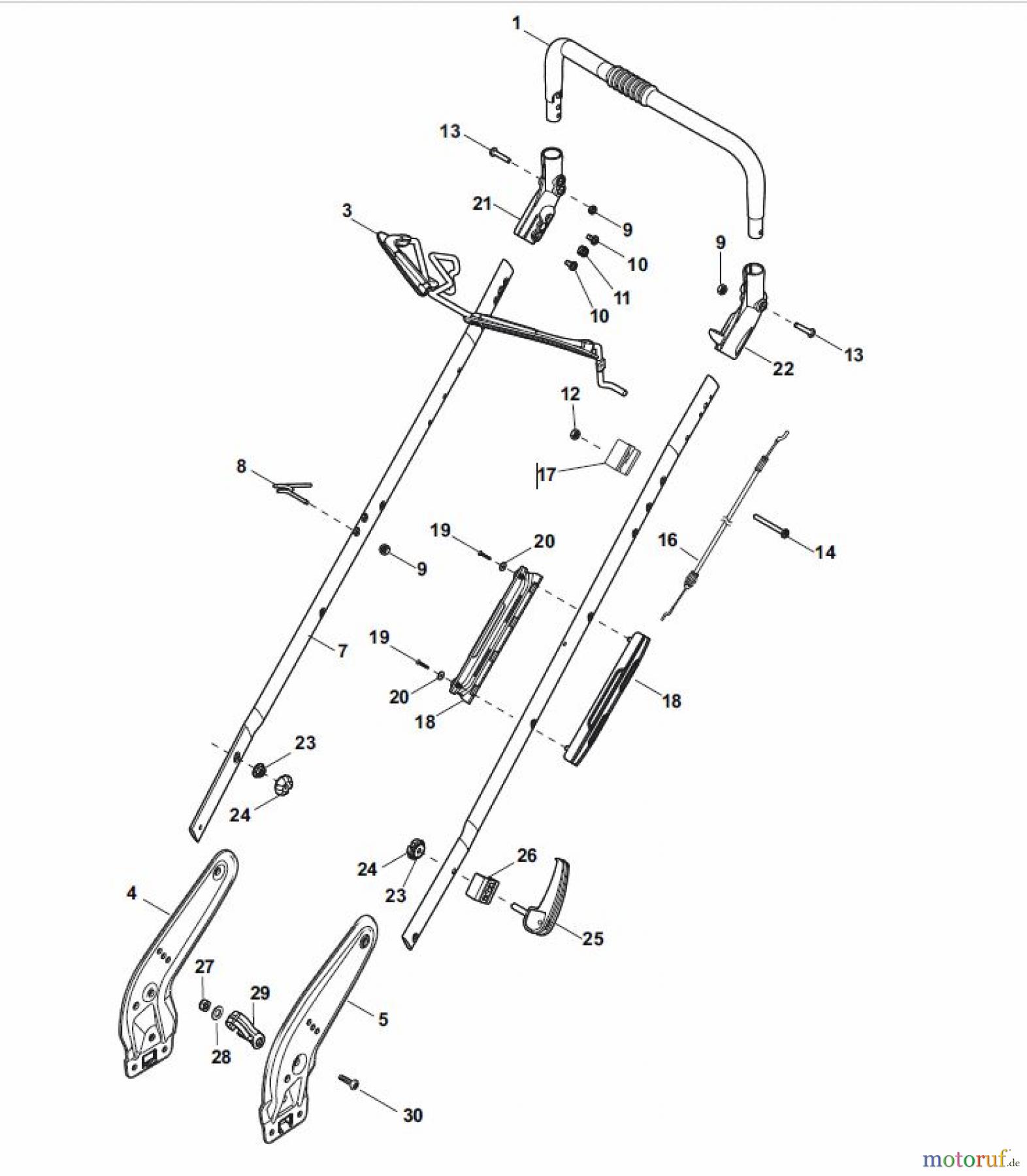  Global Garden Products GGP Rasenmäher Baujahr 2017 Benzin Ohne Antrieb 2017 NTL 484 W - 484 WQ Handle, Upper Part