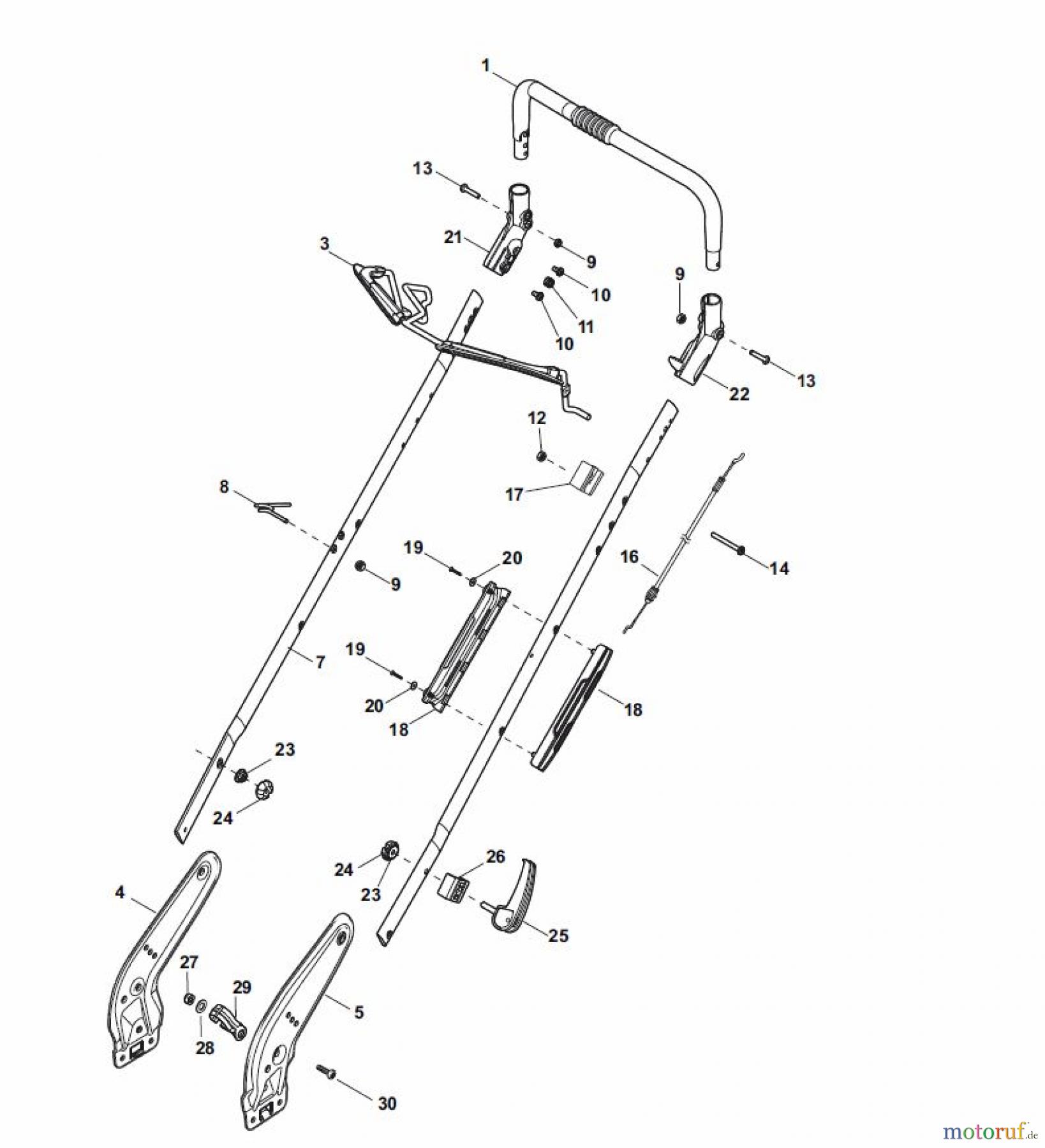  Global Garden Products GGP Rasenmäher Benzin Ohne Antrieb 2017 NTL 534 - 534 Q Handle, Upper Part