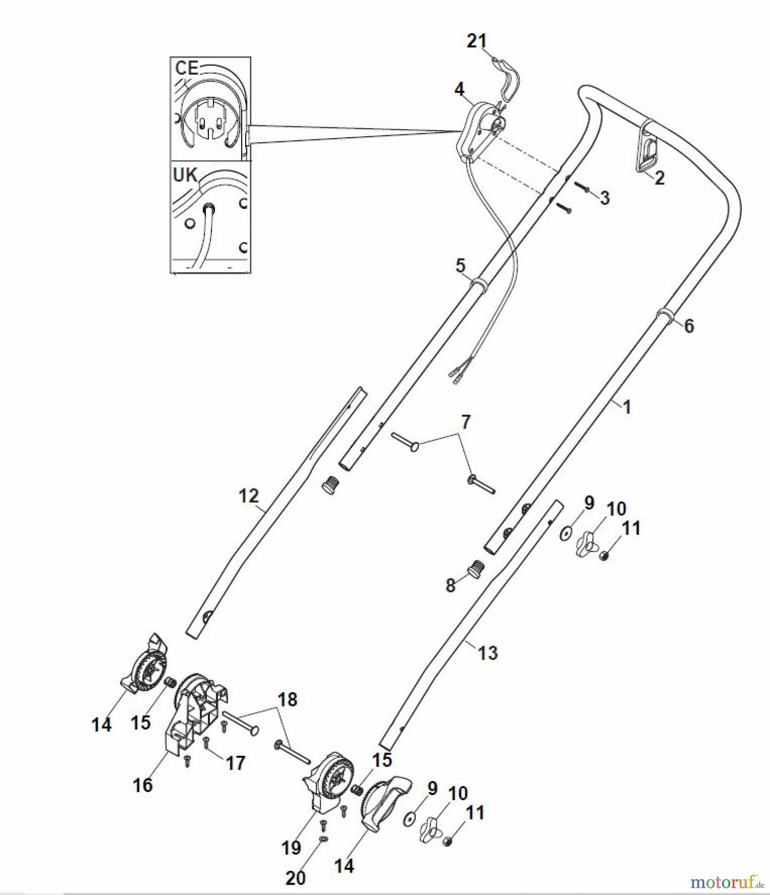  Global Garden Products GGP Rasenmäher Elektro Ohne Antrieb 2017 EL 420 Handle, Upper Part